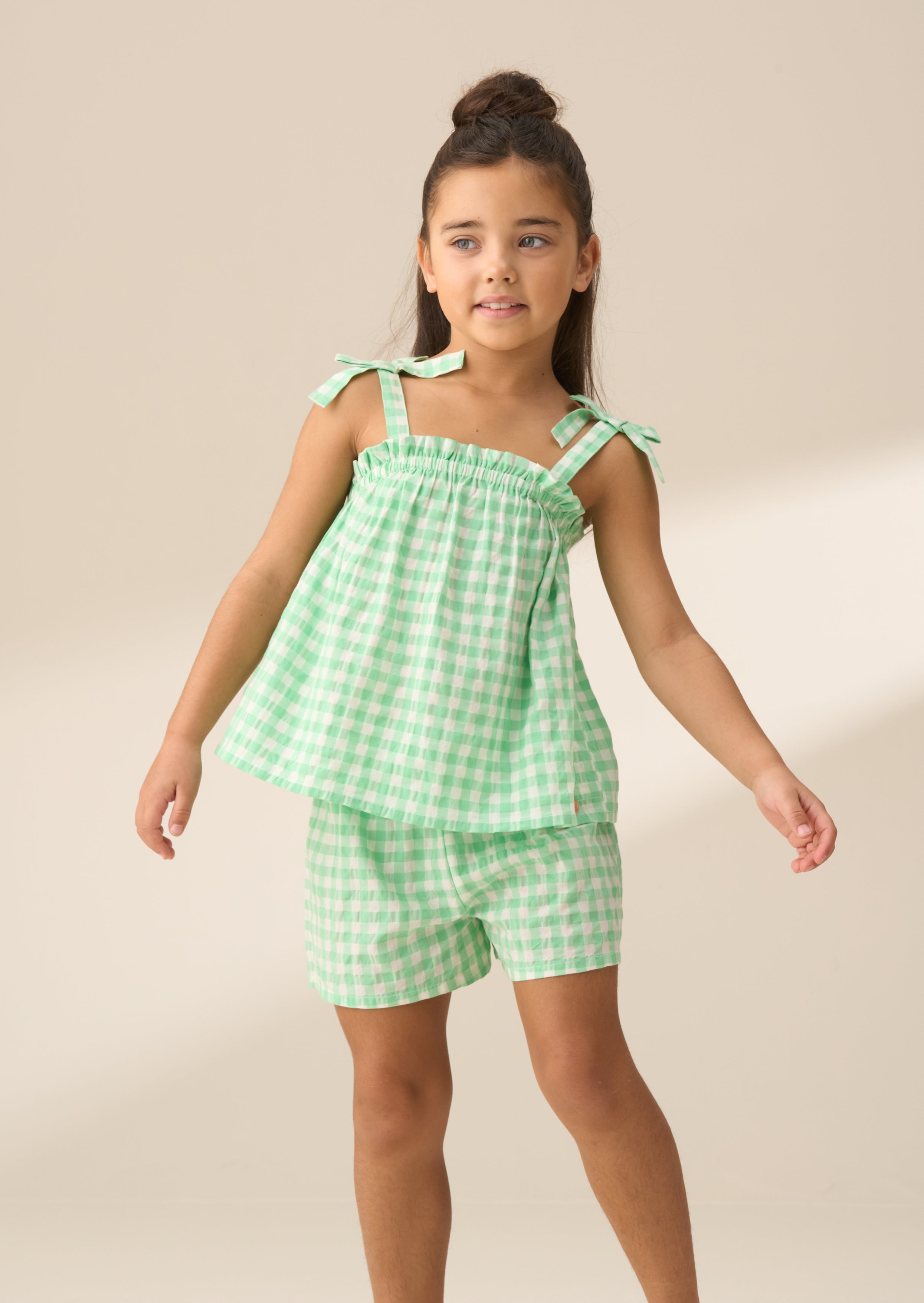 Top fruncido de cuadros vichy Connie Green