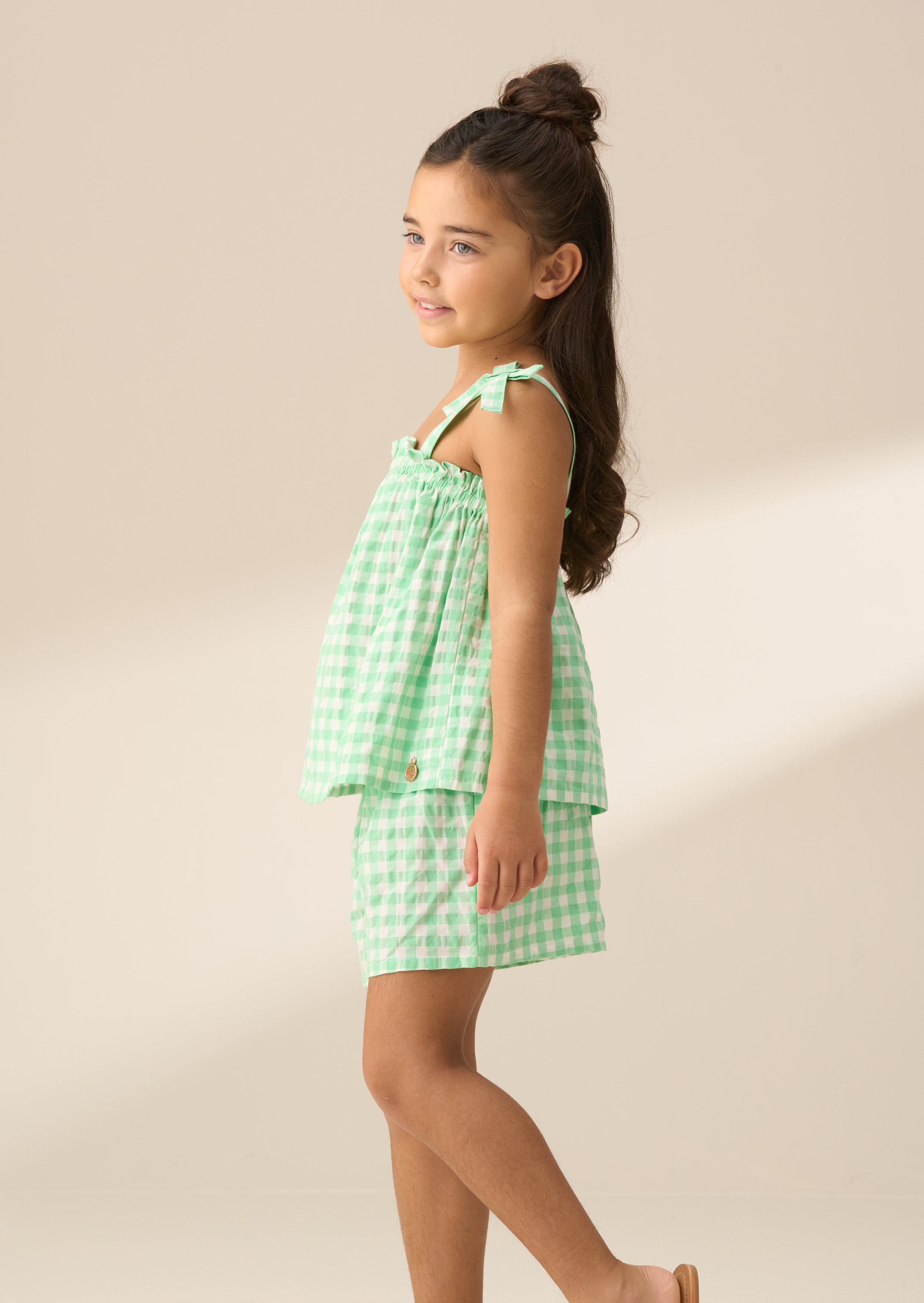 Top fruncido de cuadros vichy Connie Green