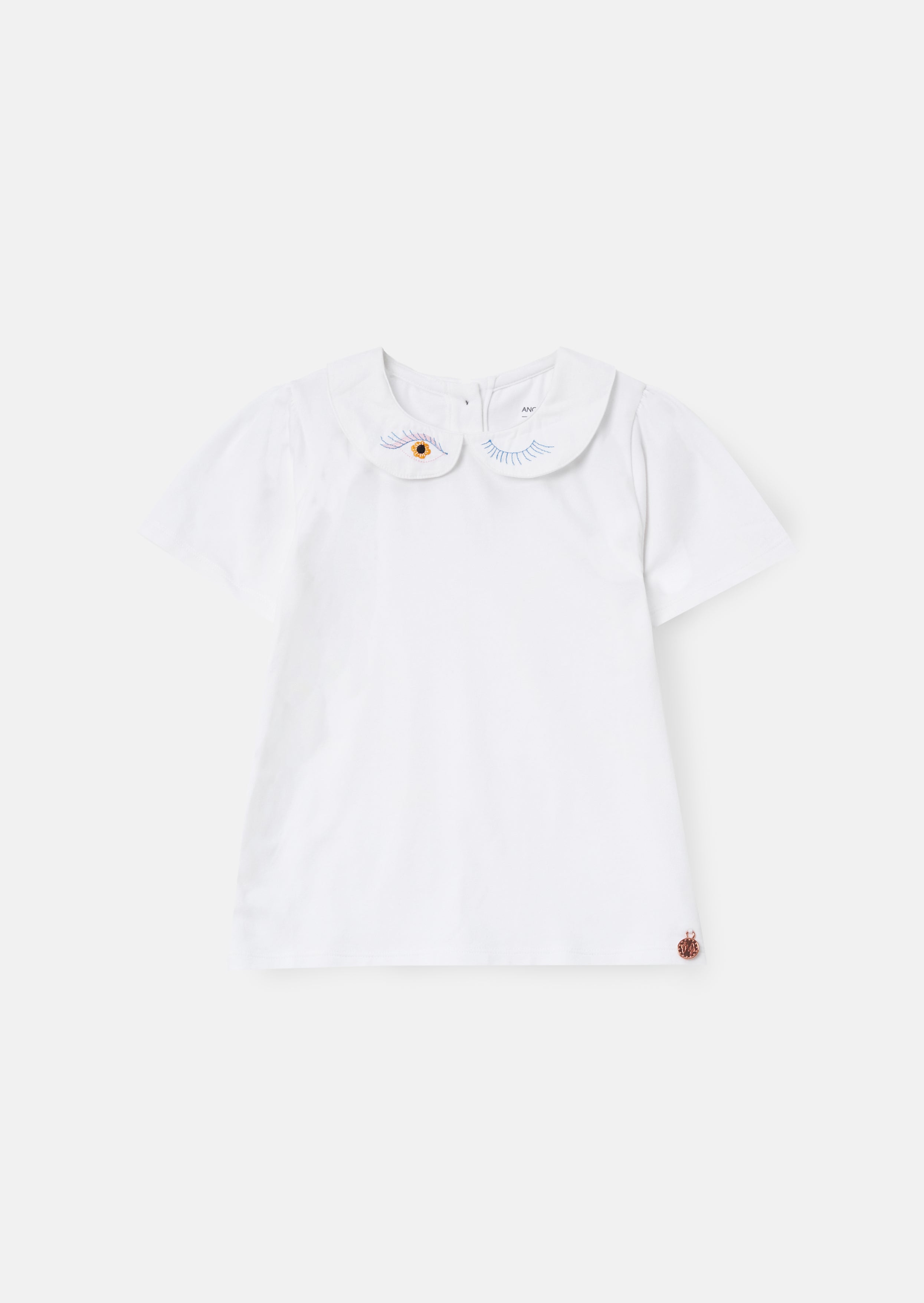 Camiseta Heidi White con Cuello Peter Pan