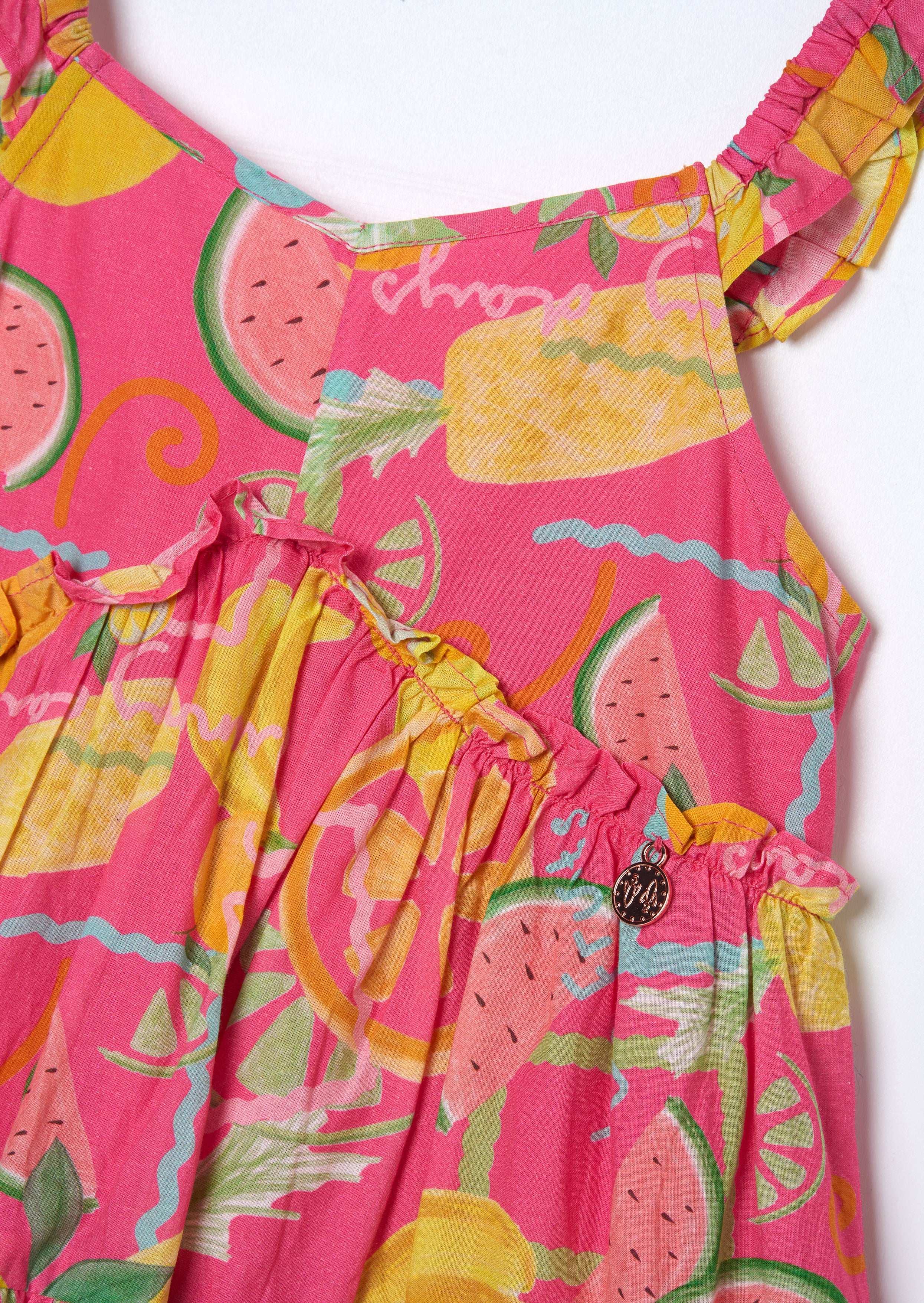 Robe d'été imprimée fruits rose Eliana