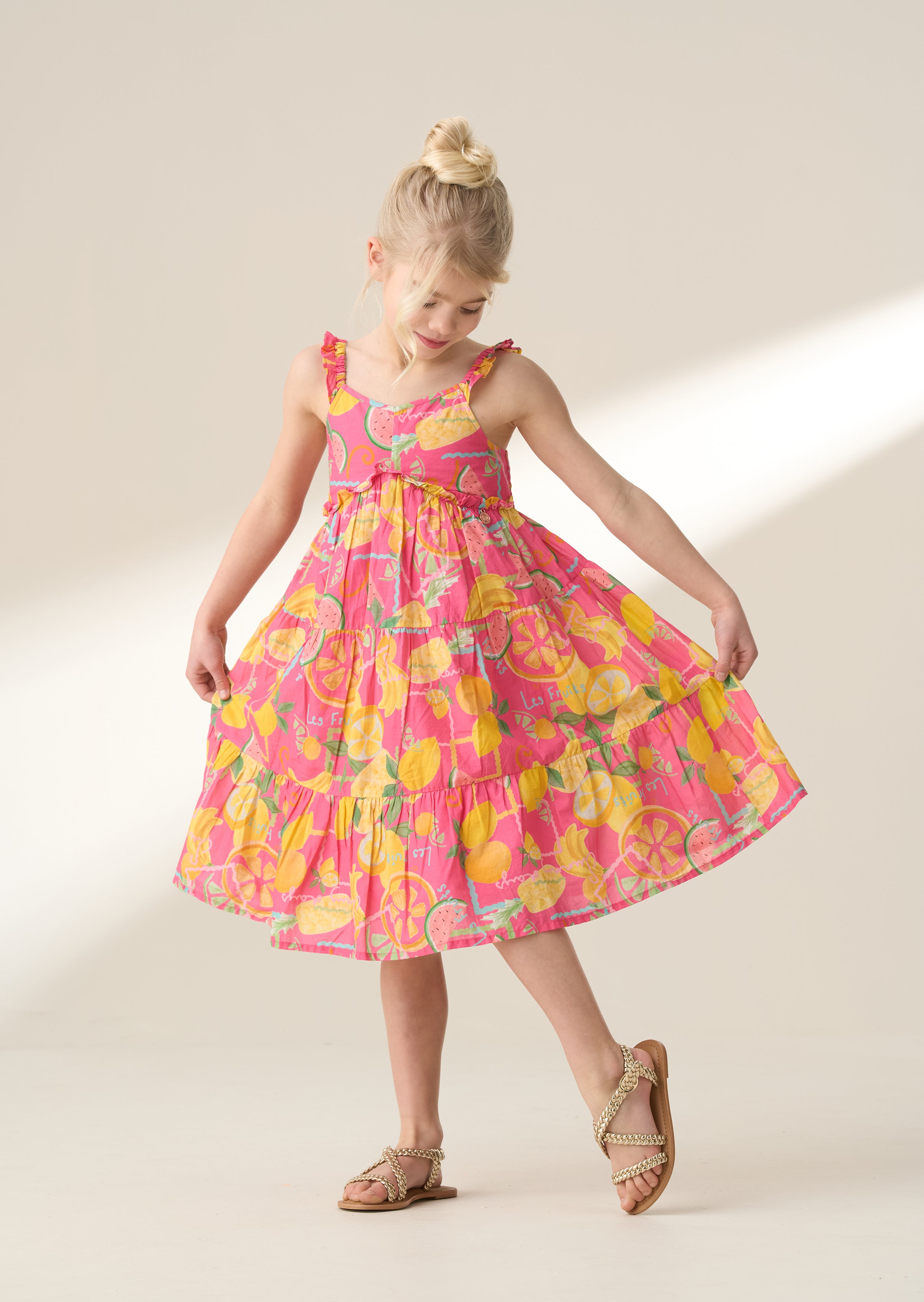 Robe d'été imprimée fruits rose Eliana