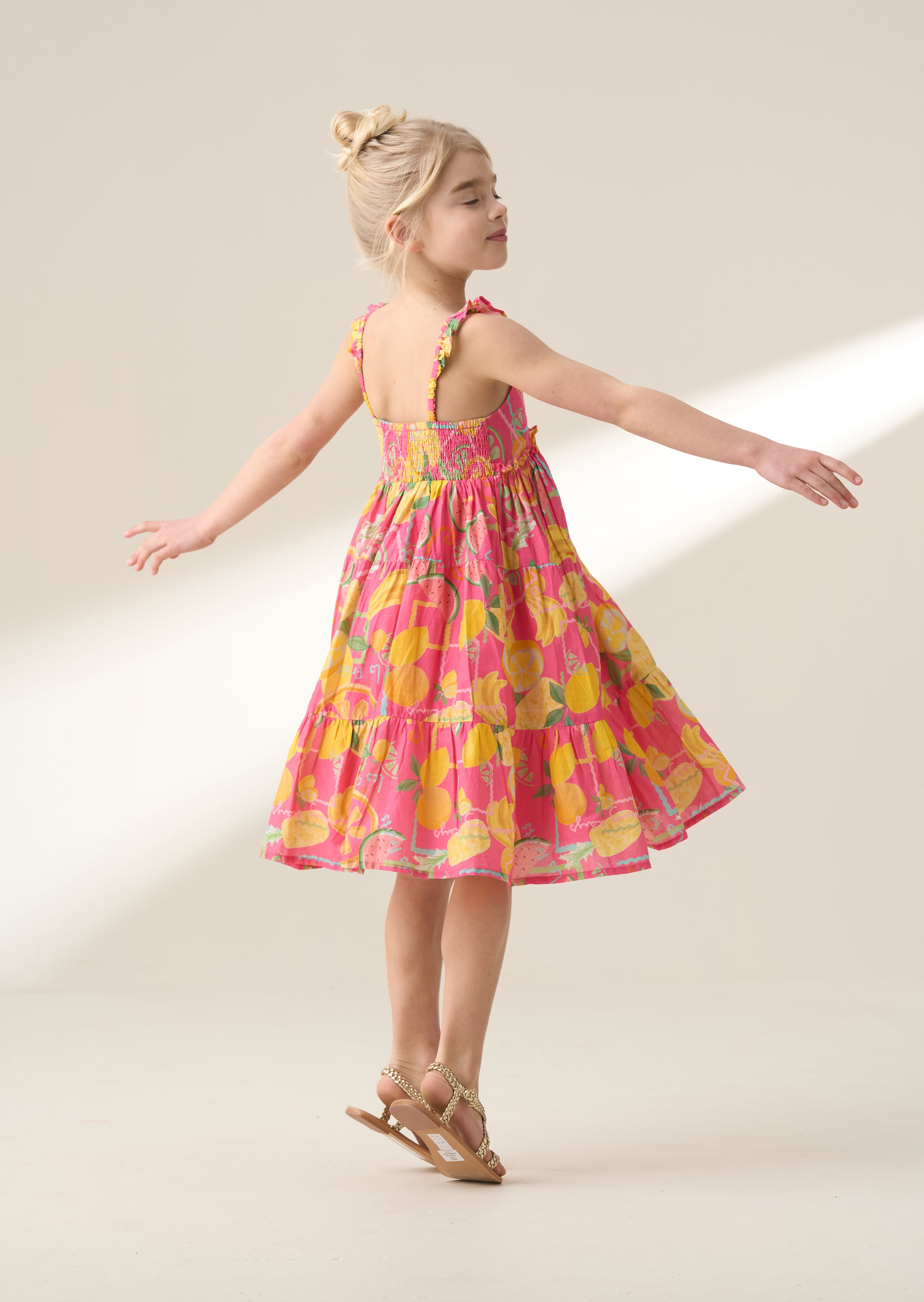Robe d'été imprimée fruits rose Eliana