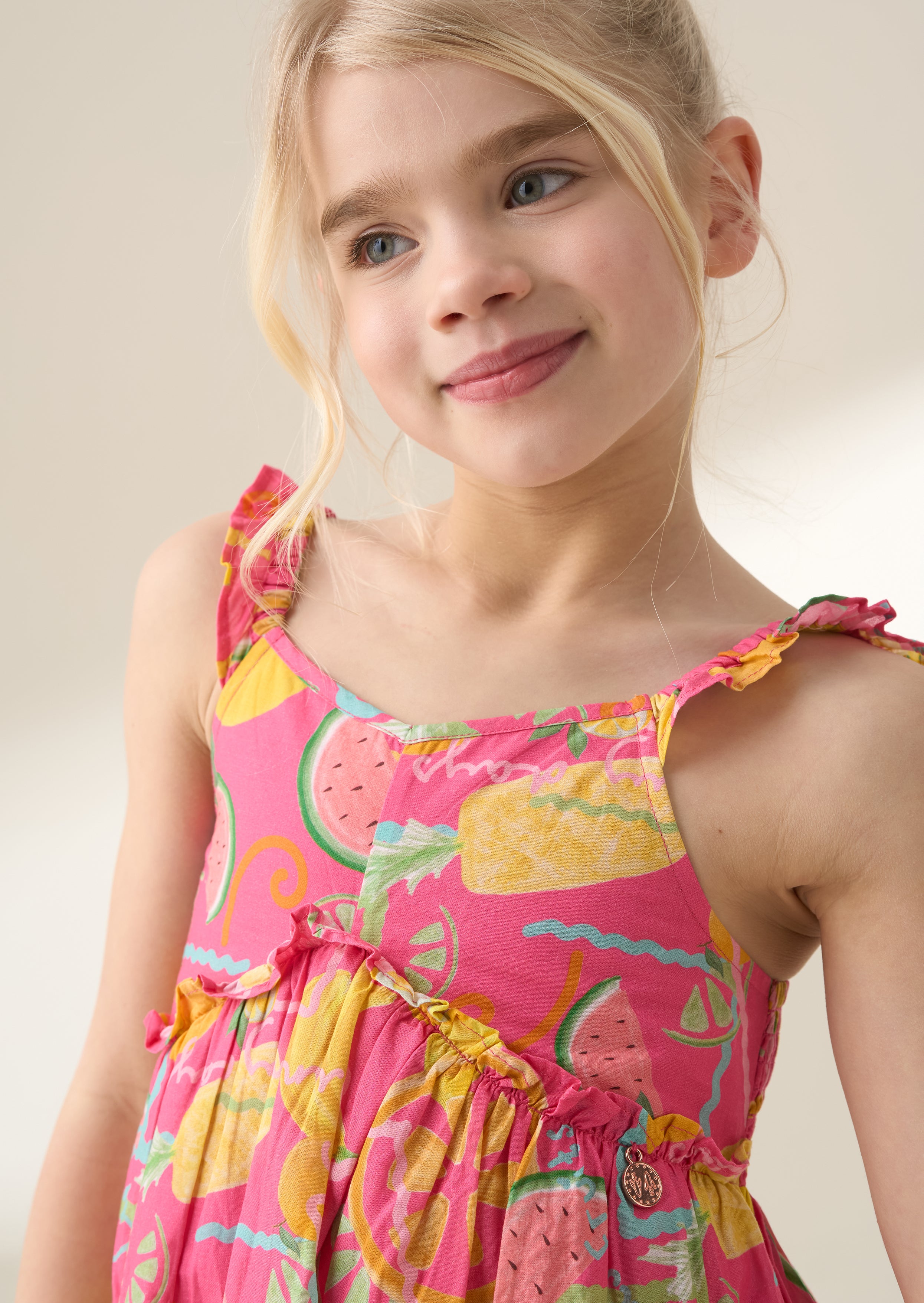 Robe d'été imprimée fruits rose Eliana