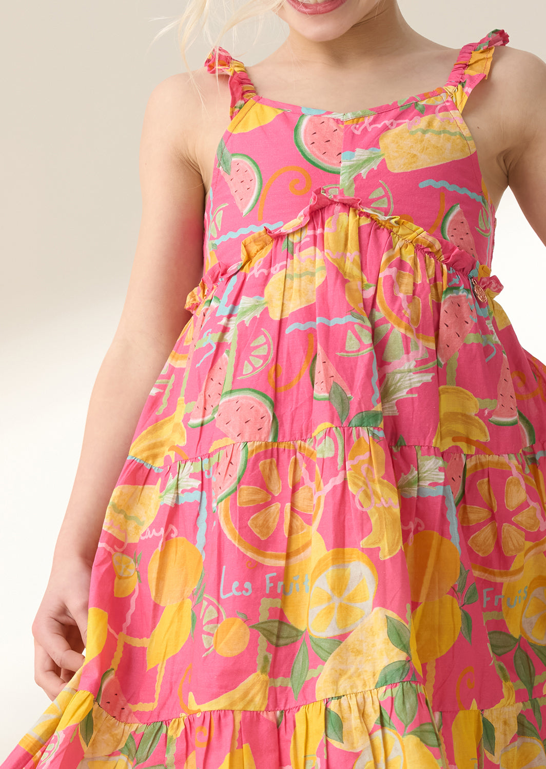 Robe d'été imprimée fruits rose Eliana