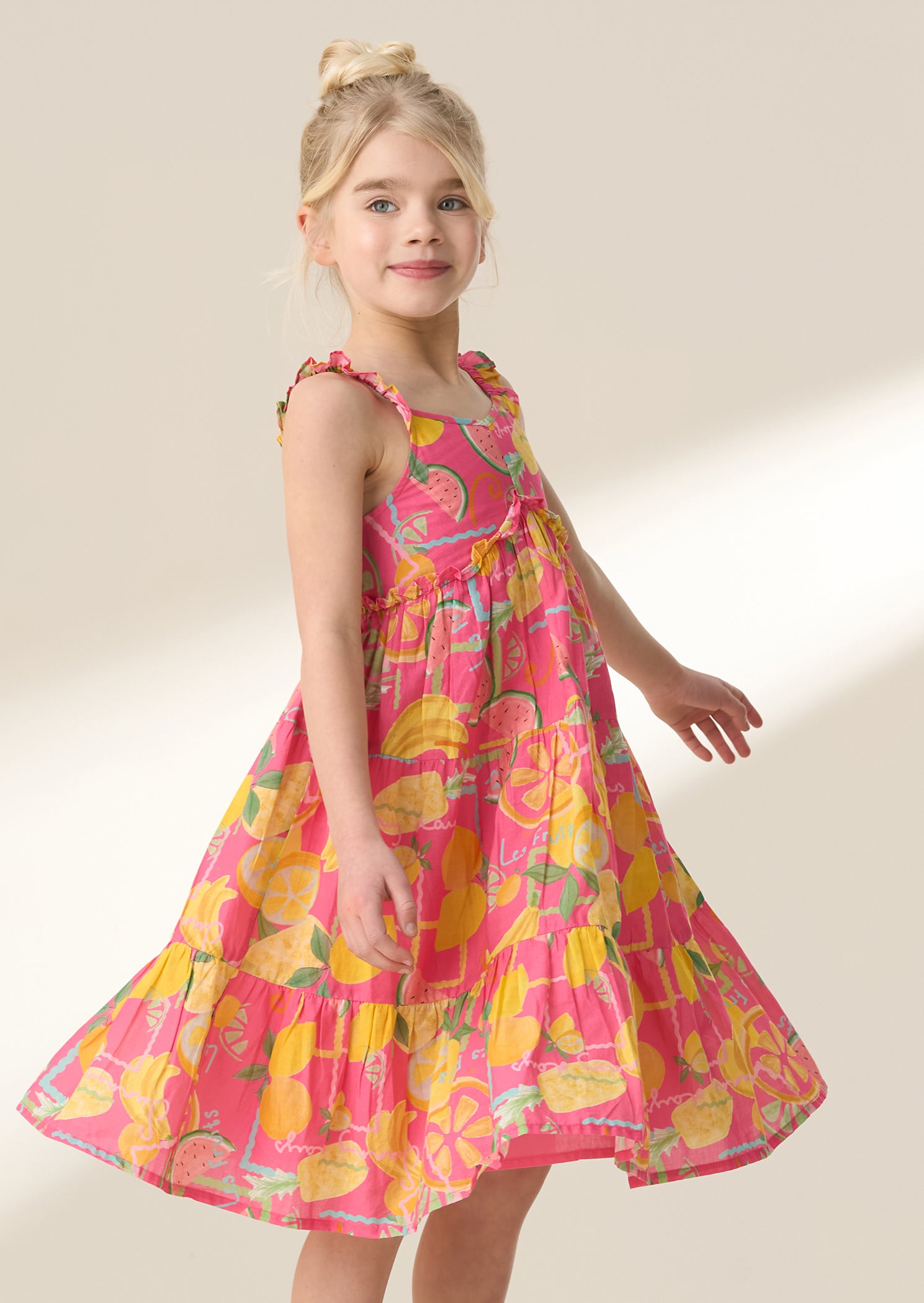 Robe d'été imprimée fruits rose Eliana