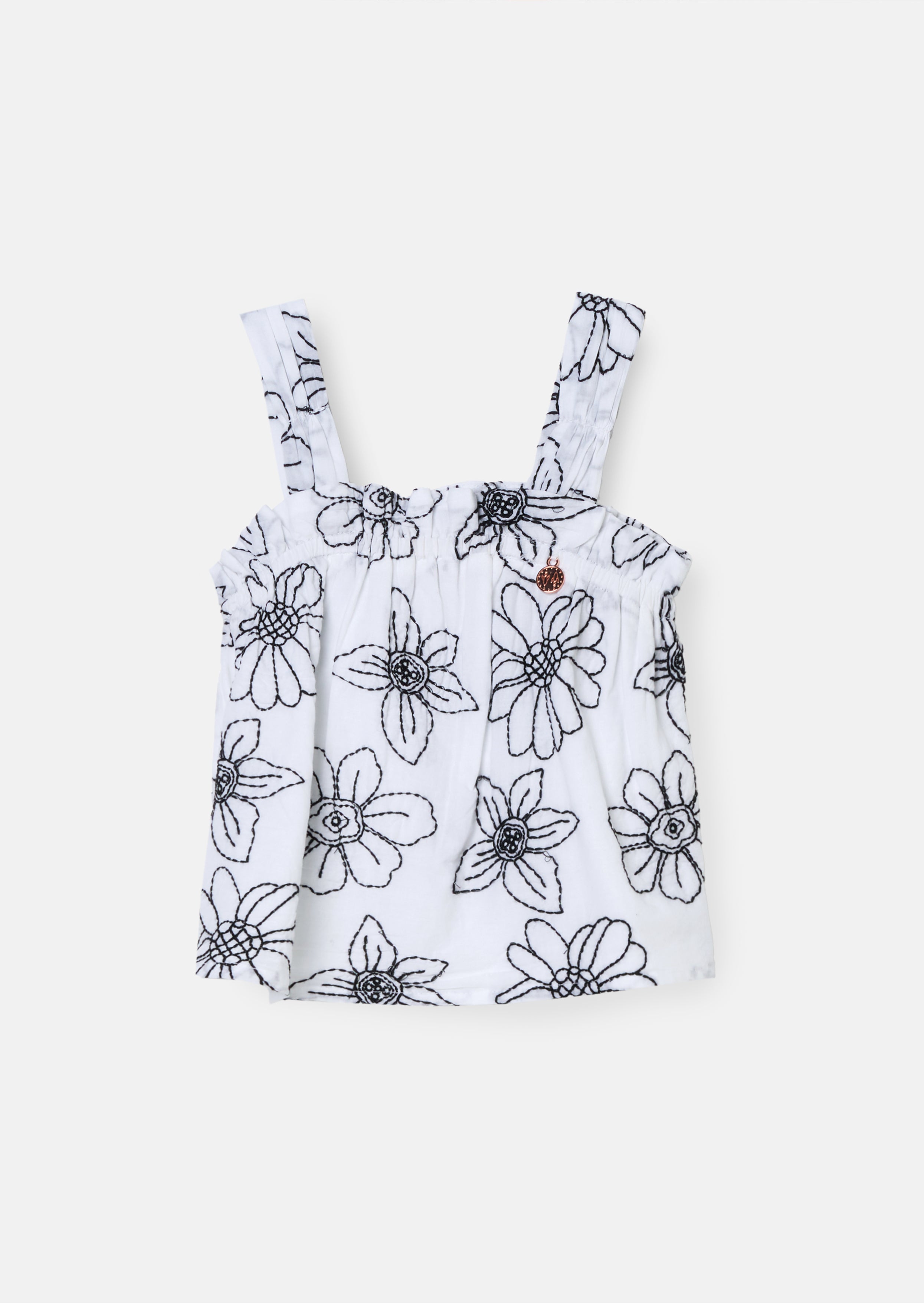 Top Maya White Embroidered Woven