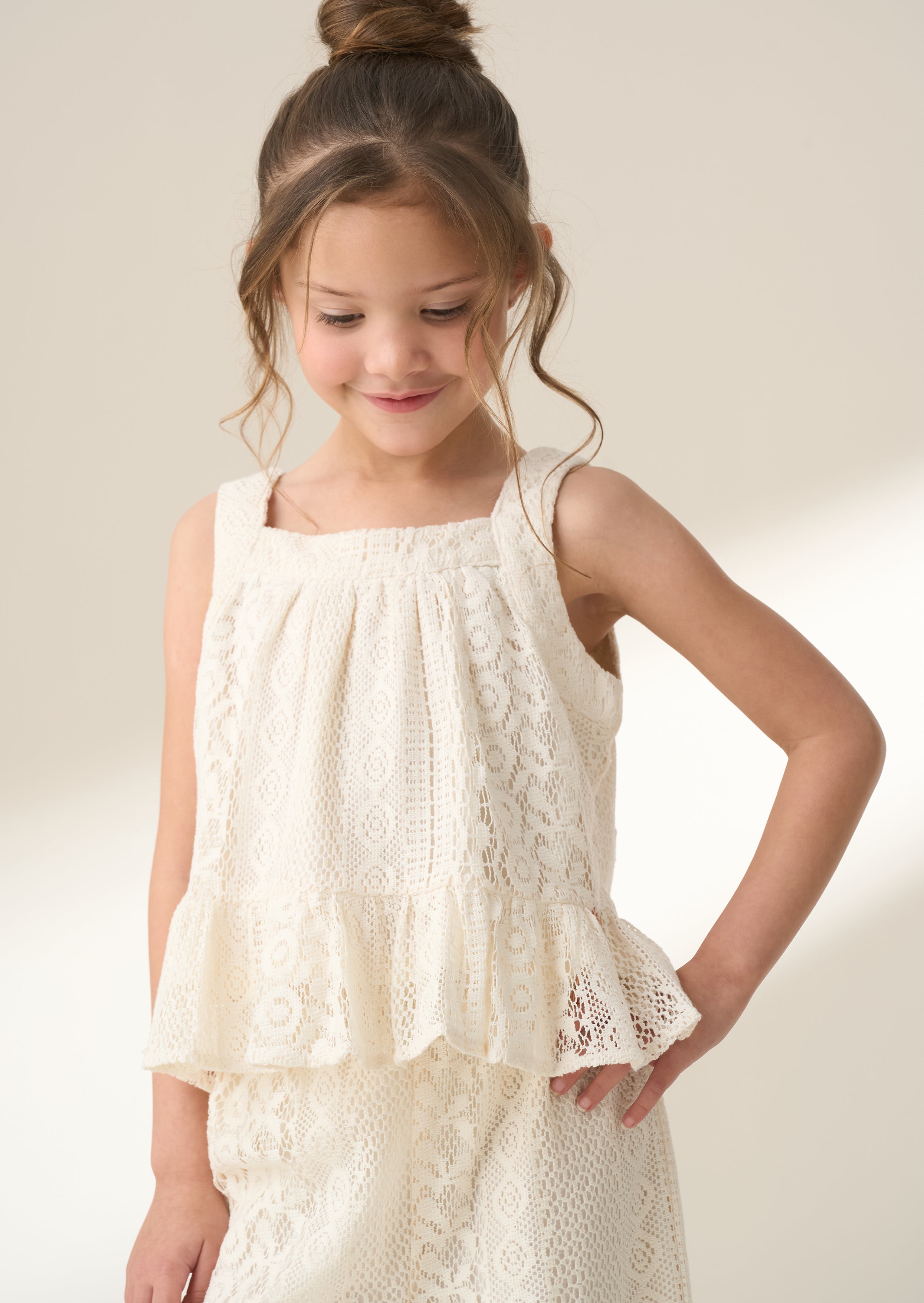 Kremowy top Kinsley Jersey Crochet