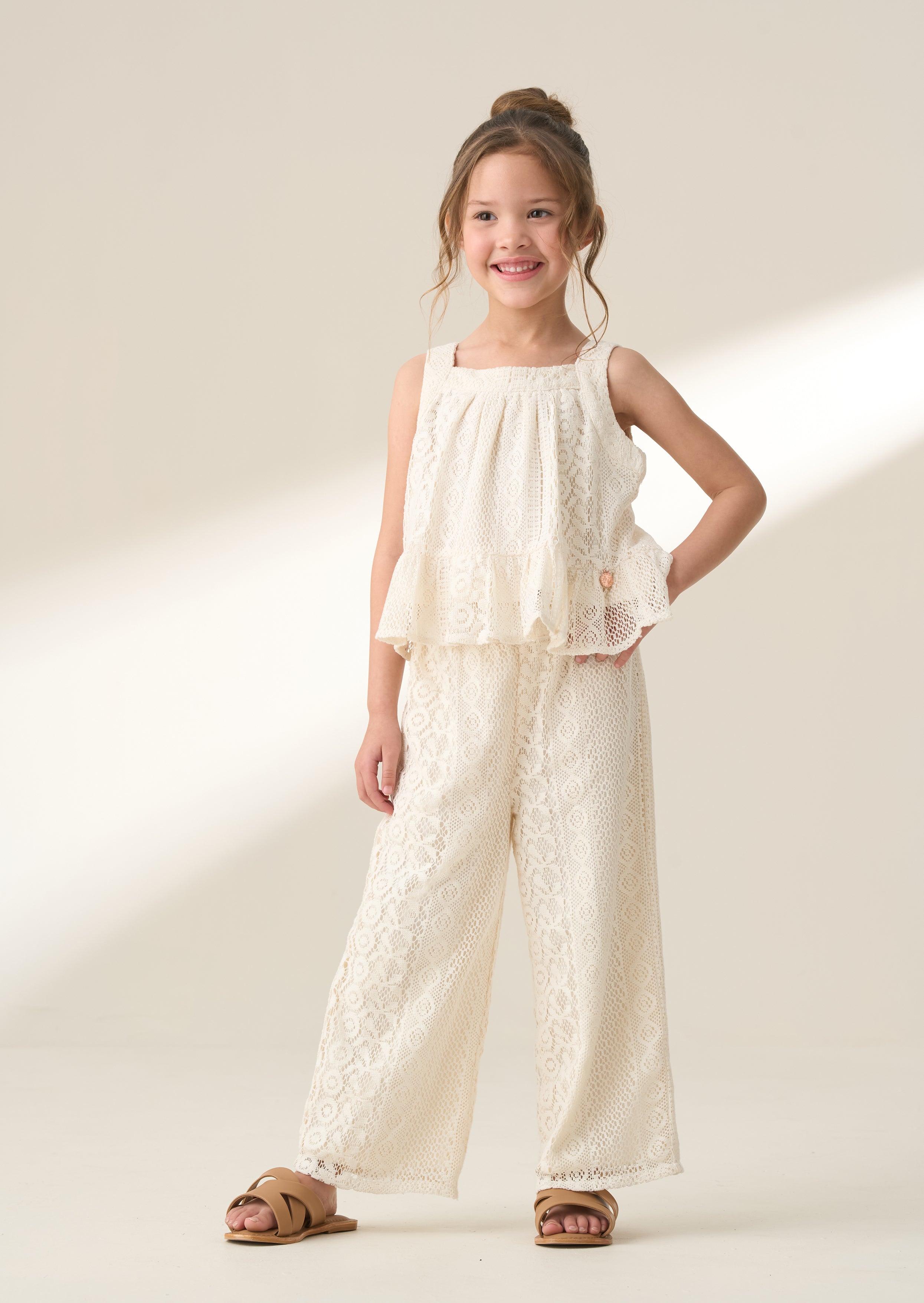 Kremowy top Kinsley Jersey Crochet