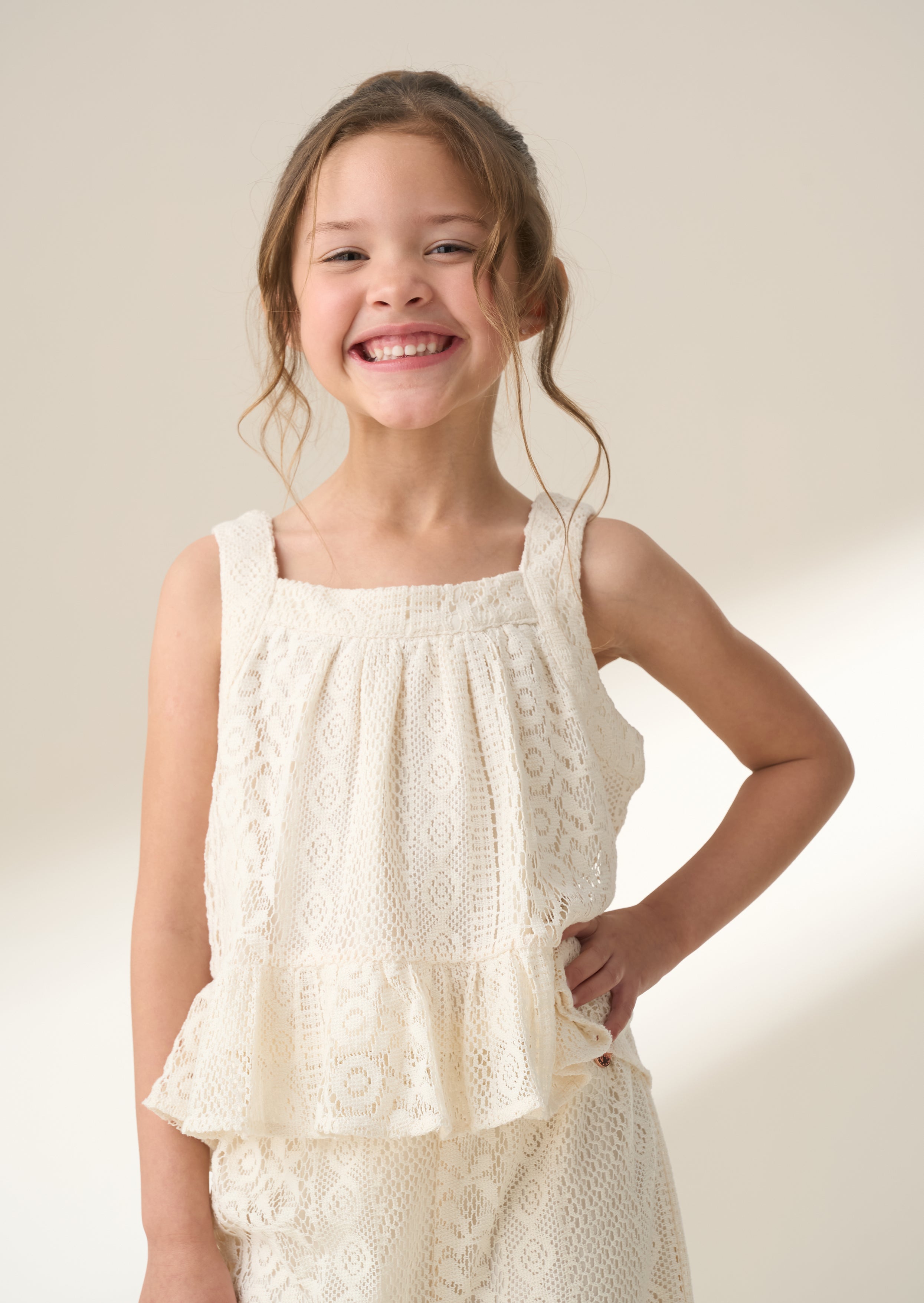 Kremowy top Kinsley Jersey Crochet