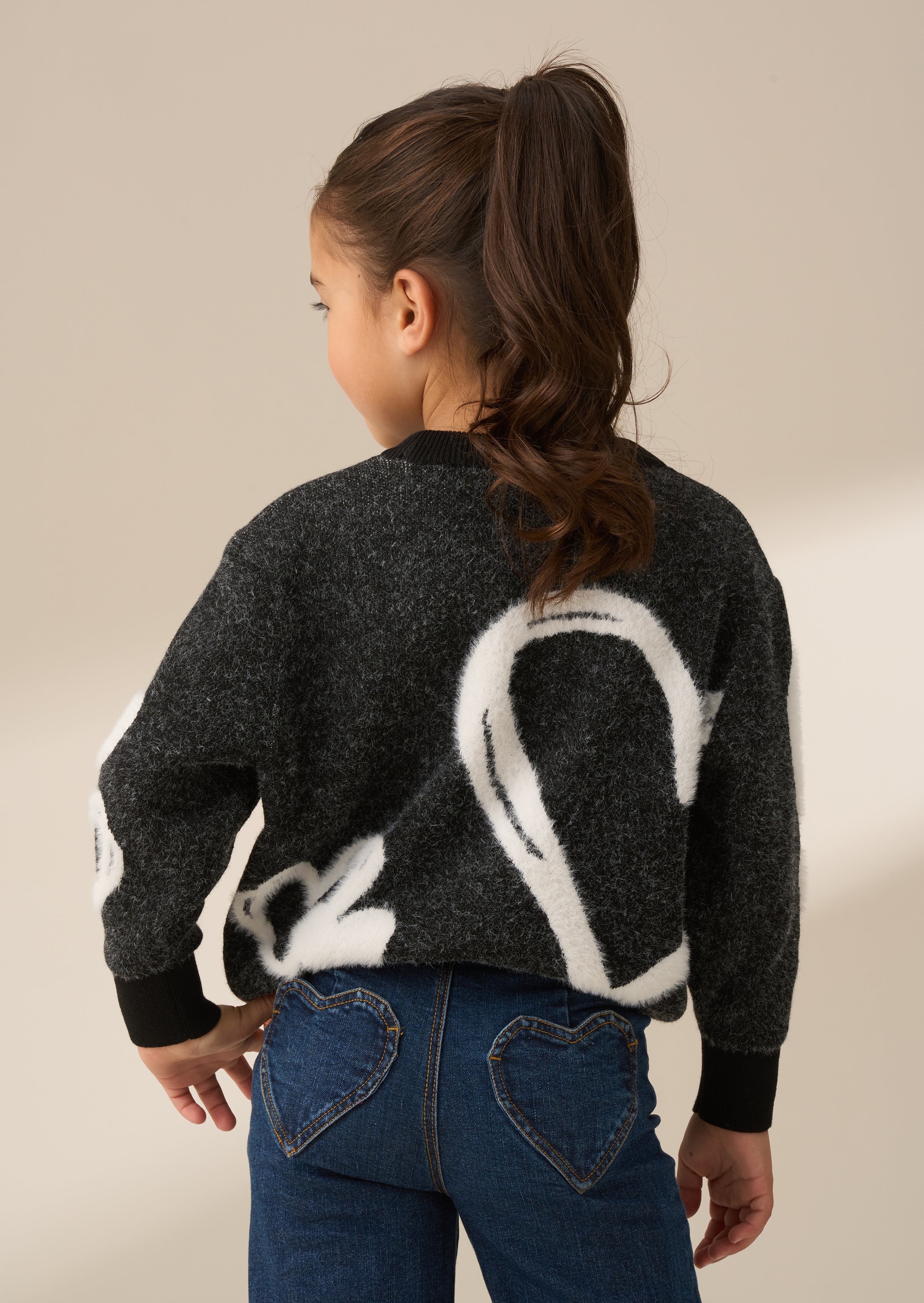 Pull Zara noir à cœur