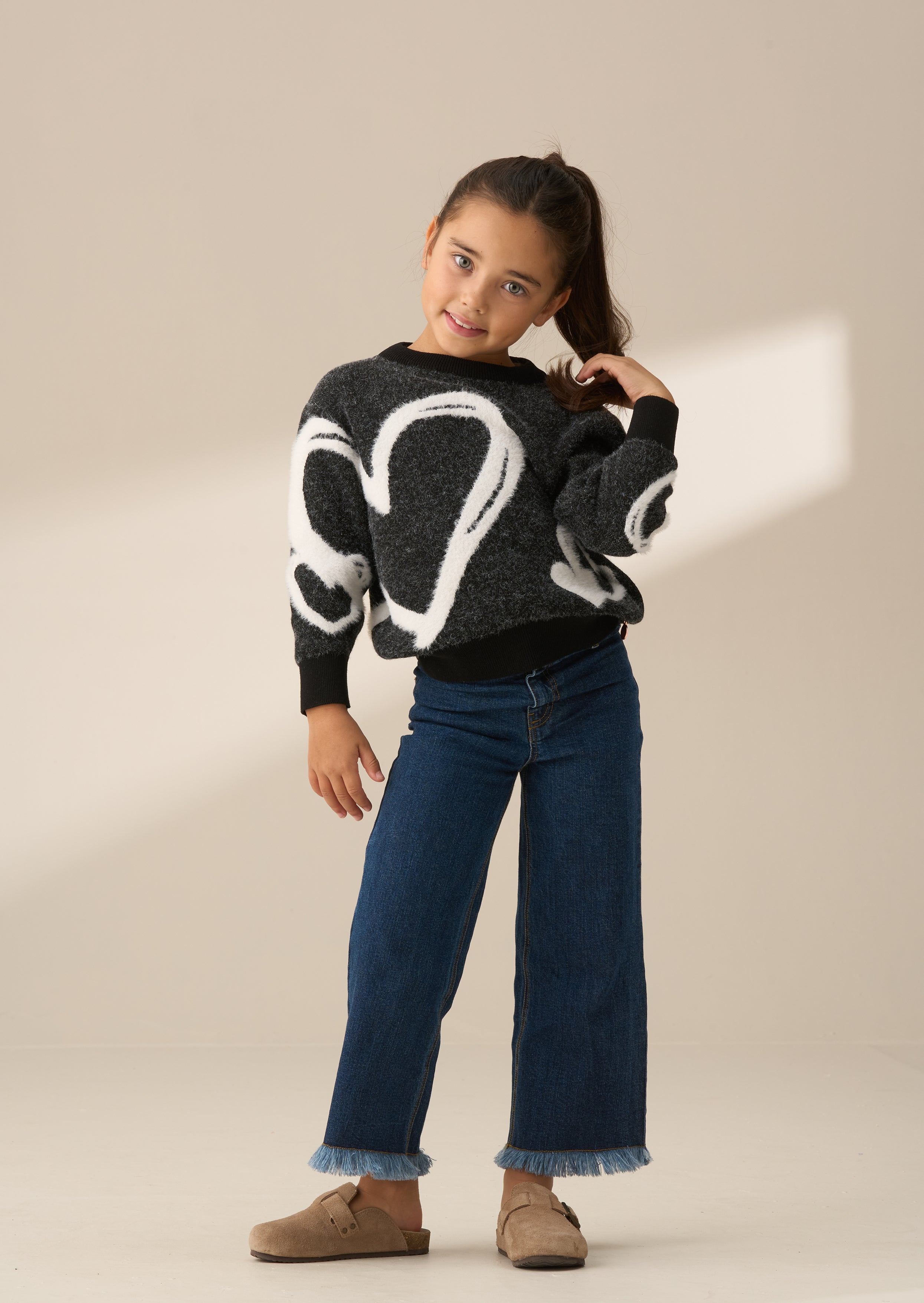 Pull Zara noir à cœur