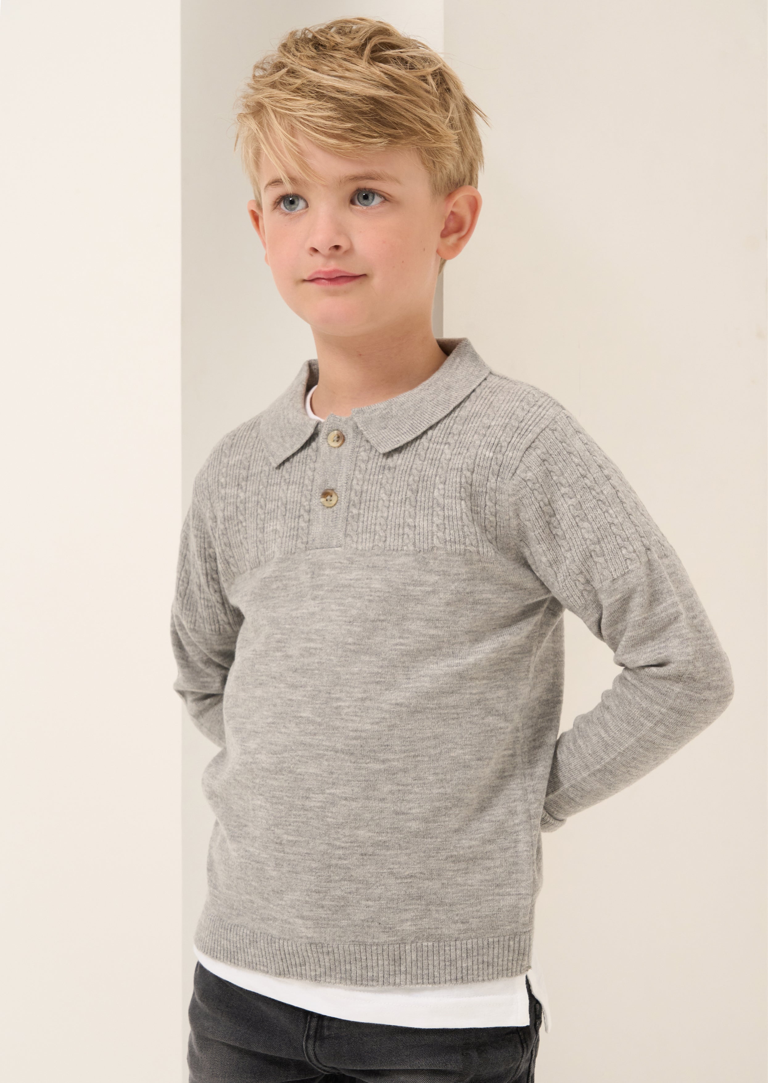 Caleb Grey Knitted Polo