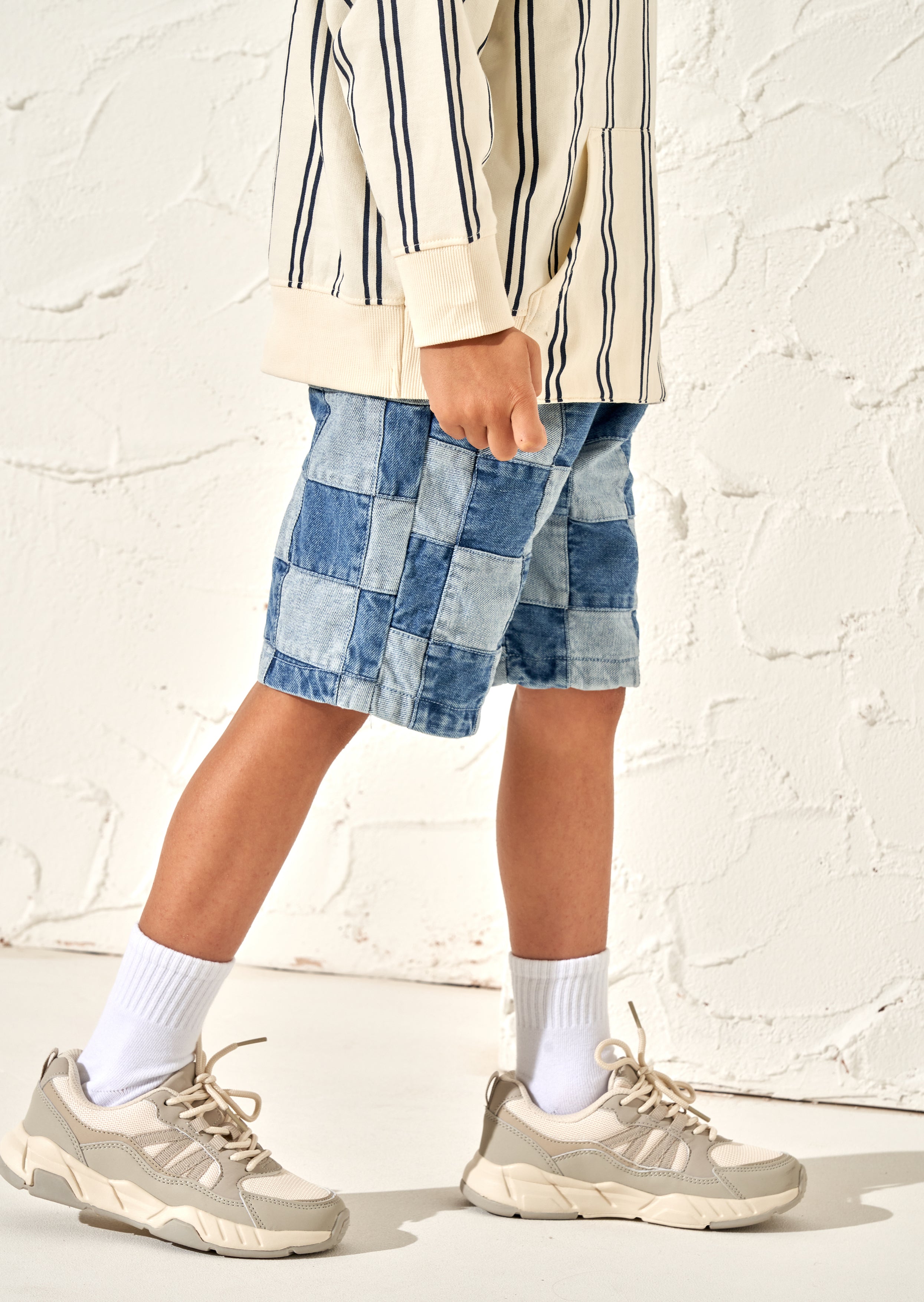 Neil Patchwork Gewaschene Denim-Shorts