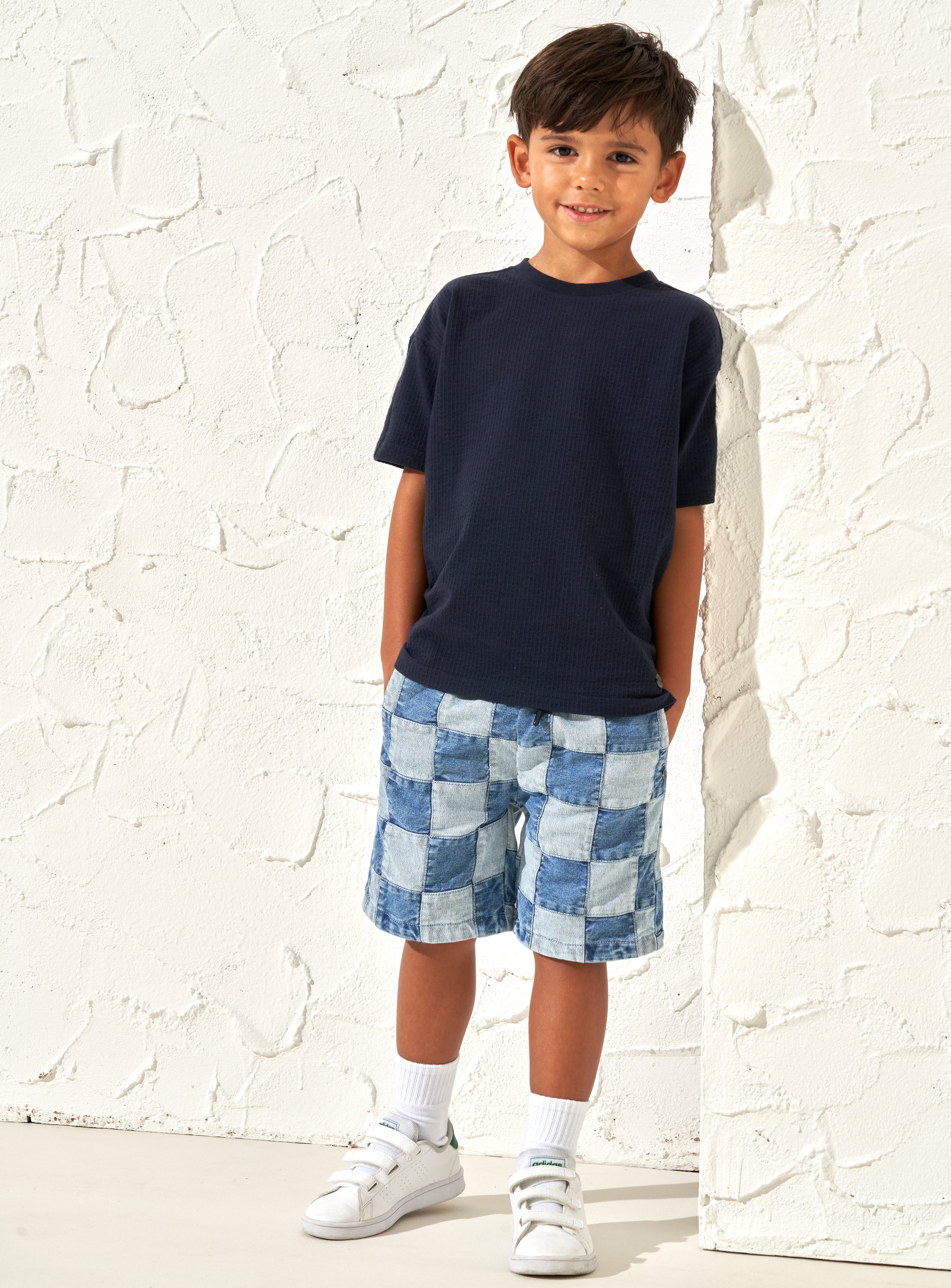 Neil Patchwork Gewaschene Denim-Shorts