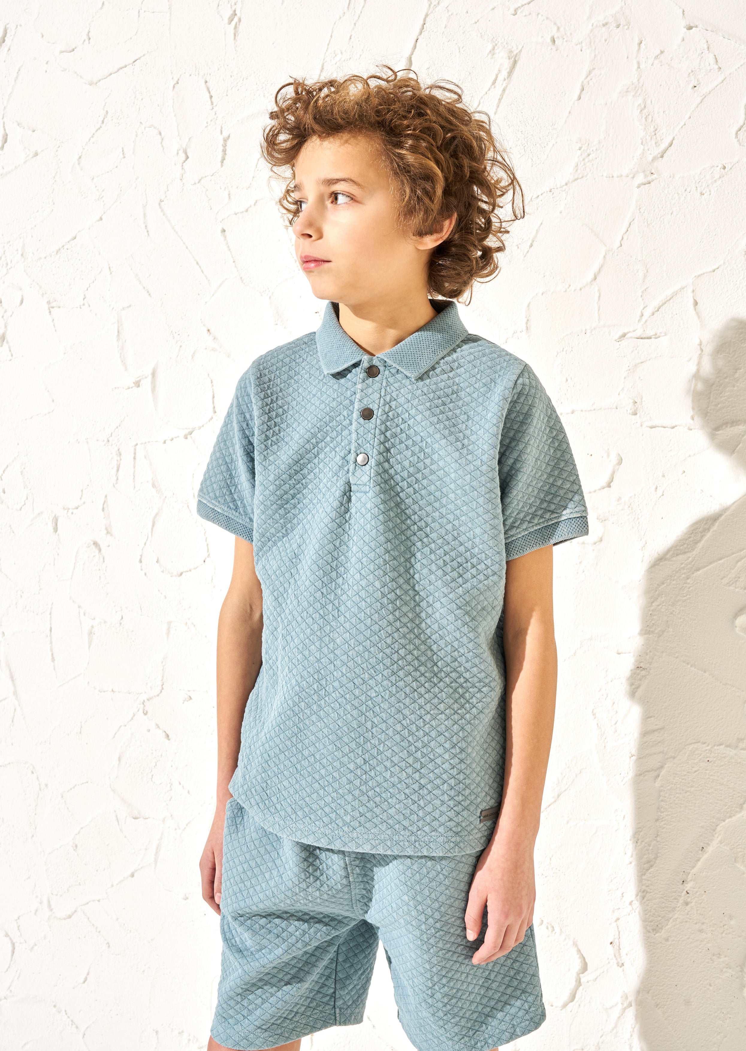 Rex Blue Jersey Textured Wash Polo