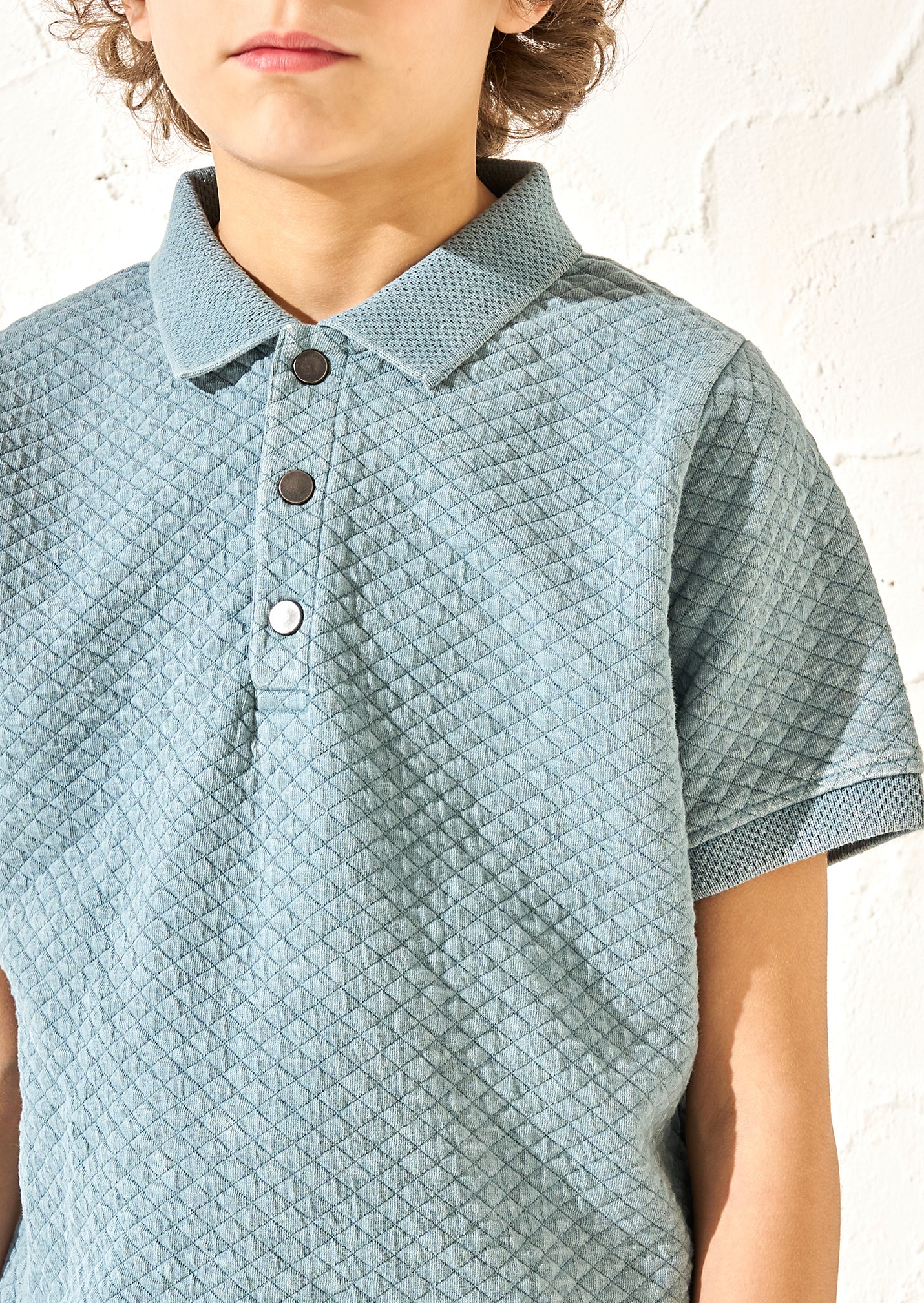 Rex Blue Jersey Textured Wash Polo