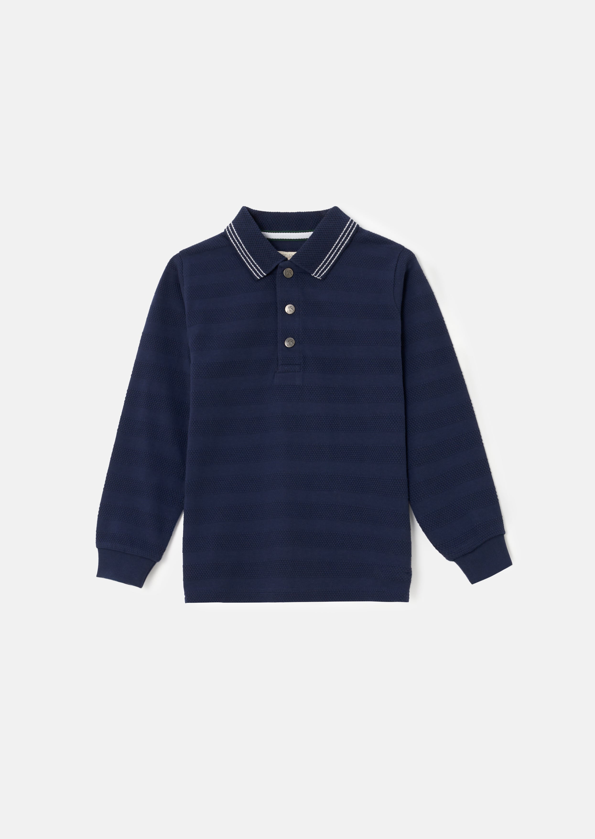 Caleb Blau Texturiertes Gestreiftes Polo