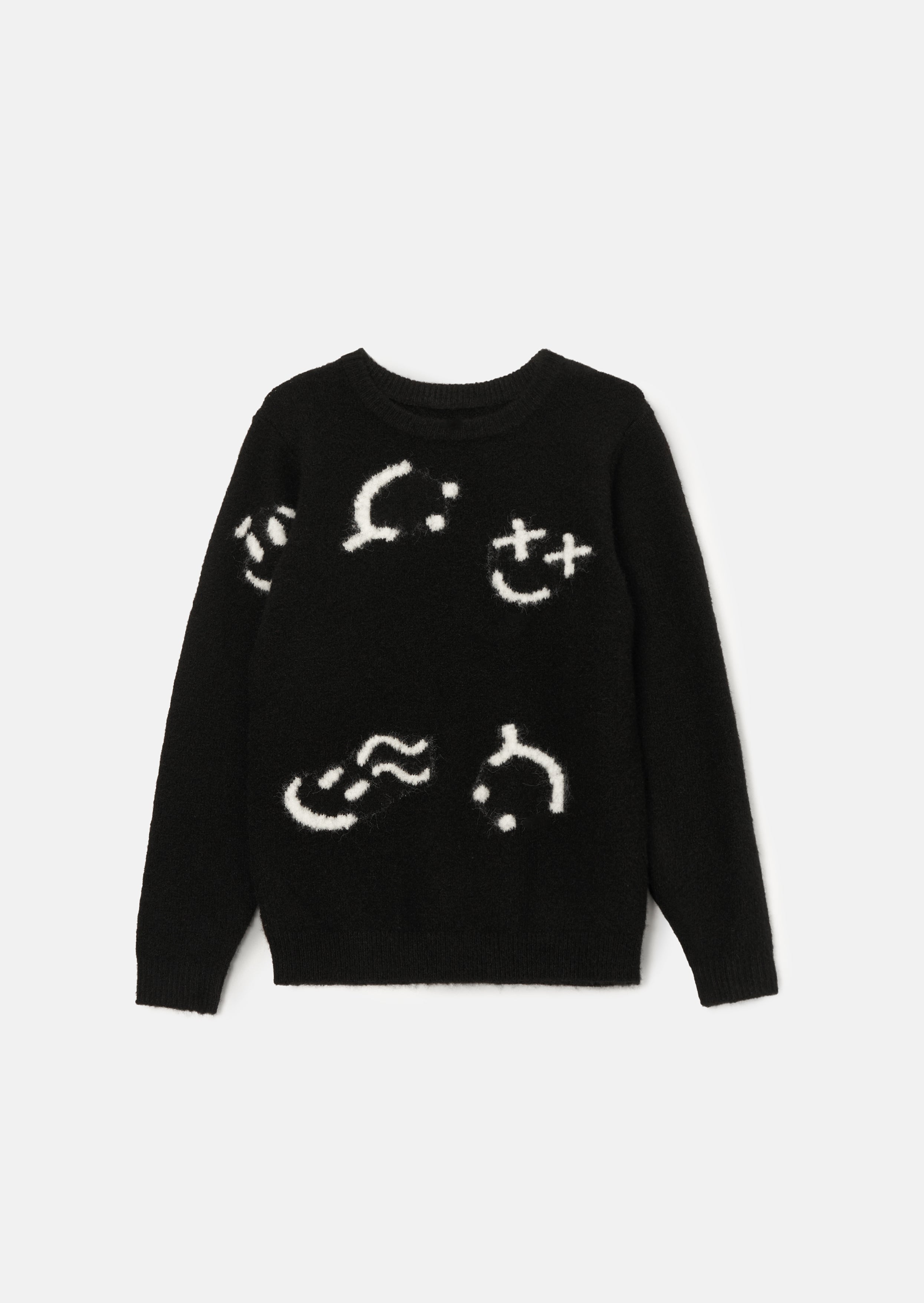 Jasper Schwarzer Smiley Pullover