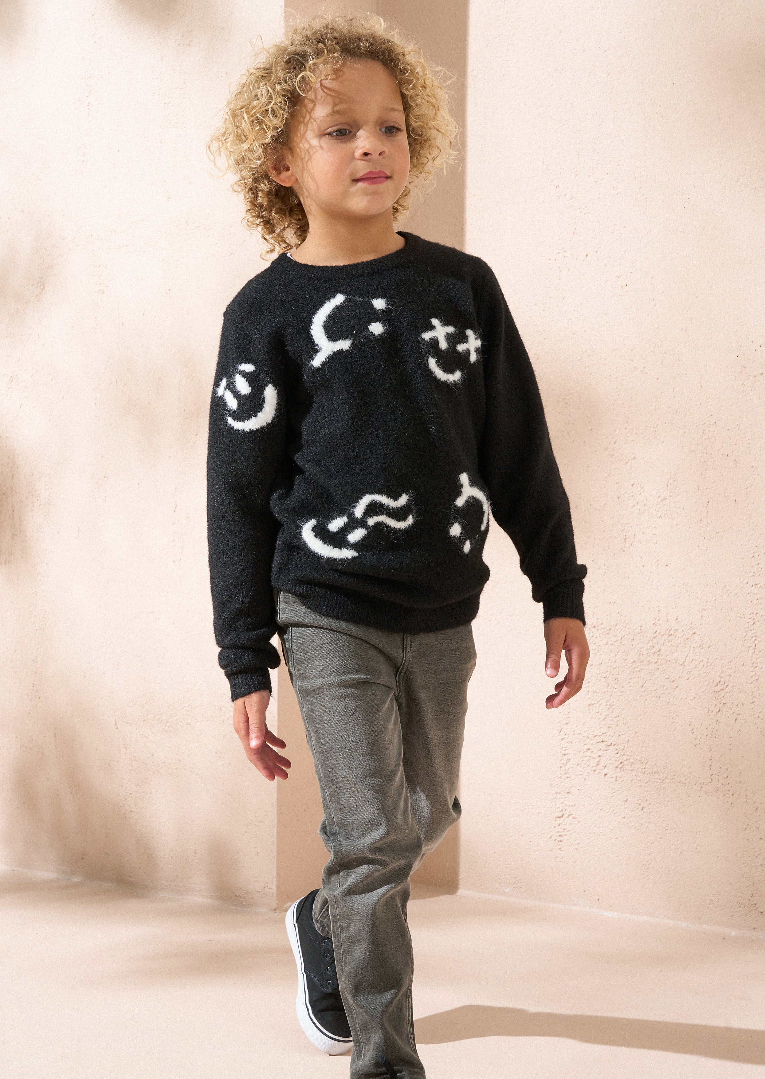Jasper Schwarzer Smiley Pullover