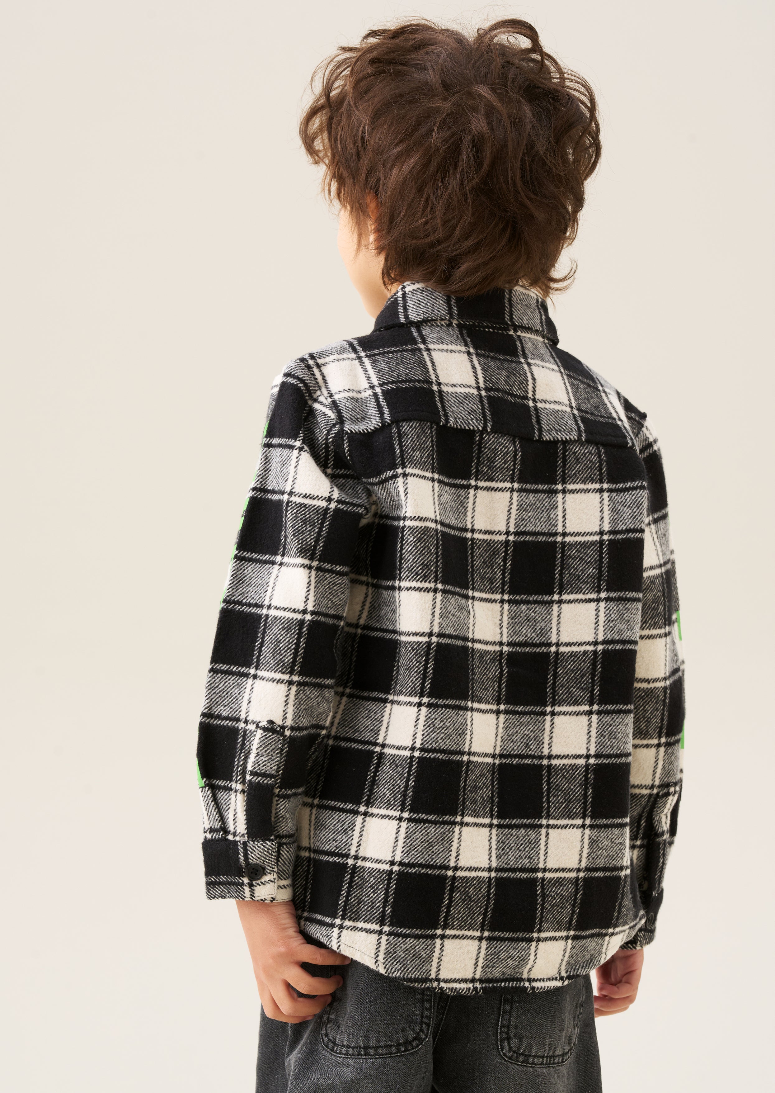 Chemise à carreaux brossée noire Minecraft