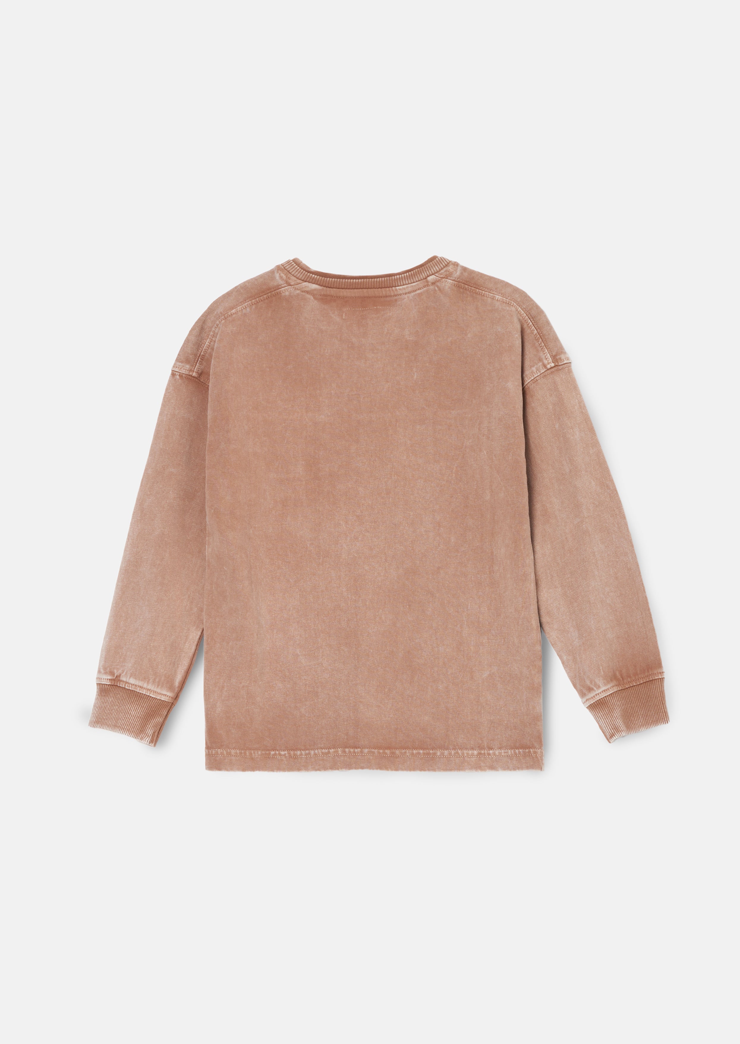Evan Taupe Langarm gewaschenes T-Shirt