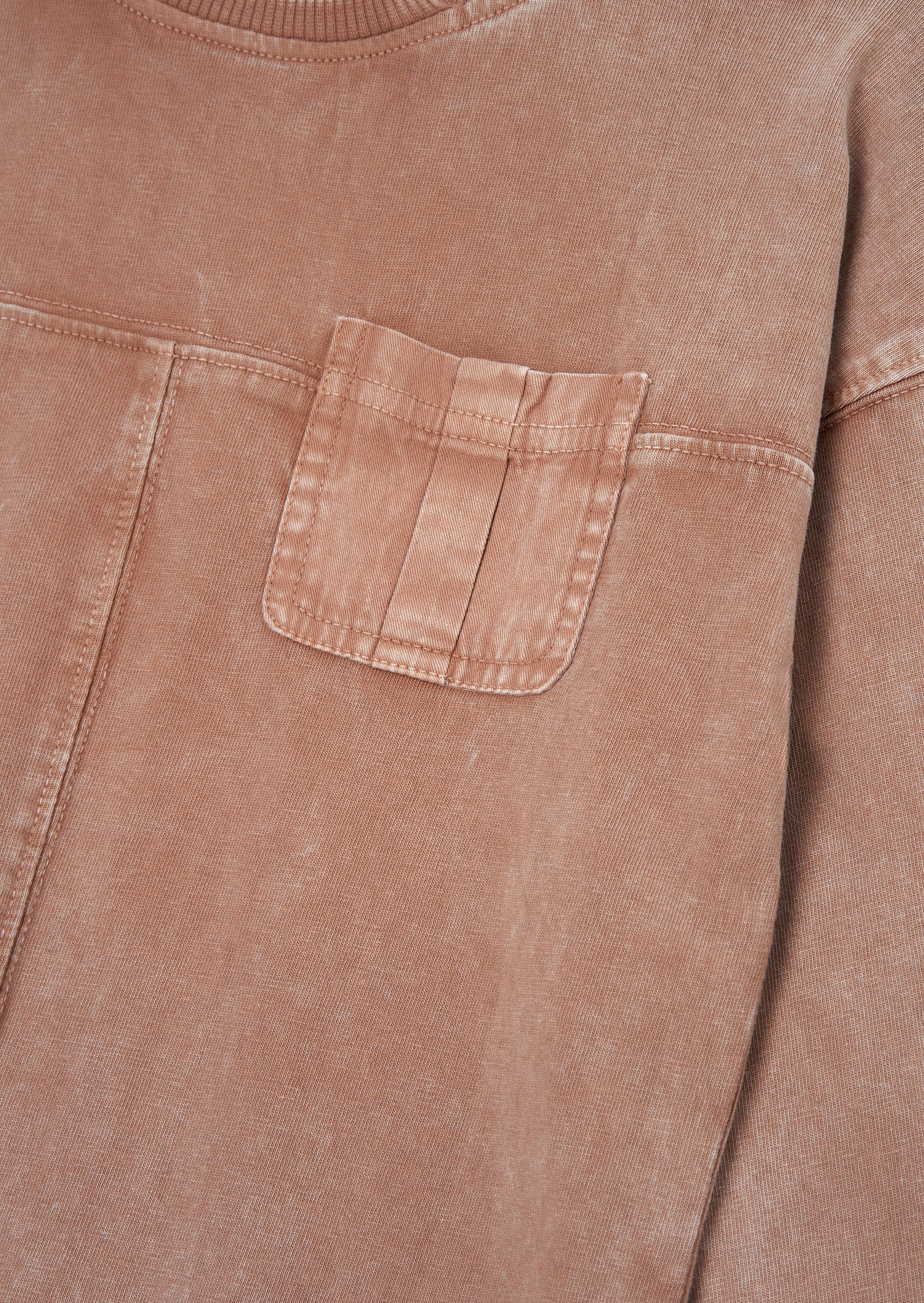 Evan Taupe Langarm gewaschenes T-Shirt