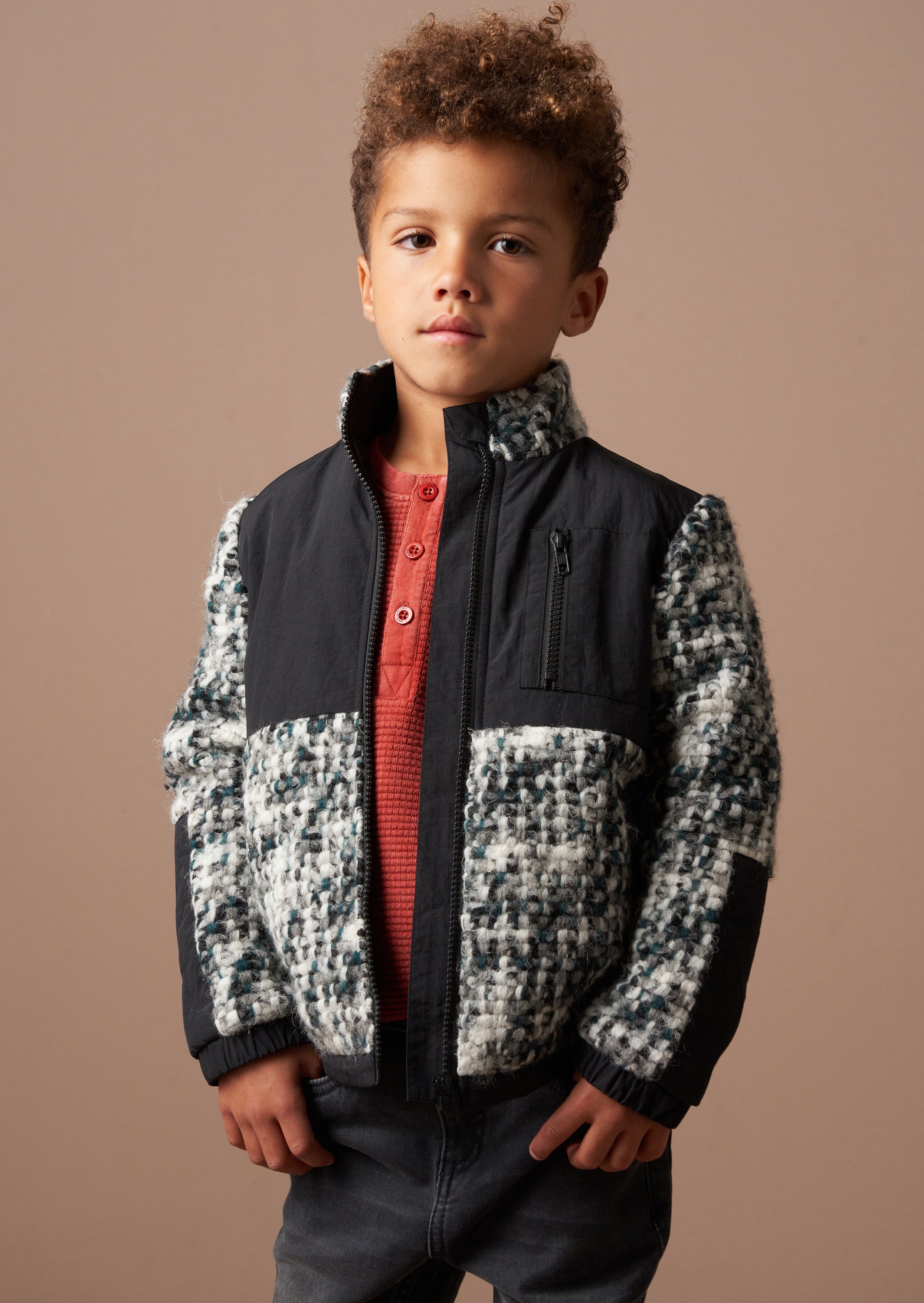 Michael Multi Bouclé Reißverschluss Durchgehende Jacke