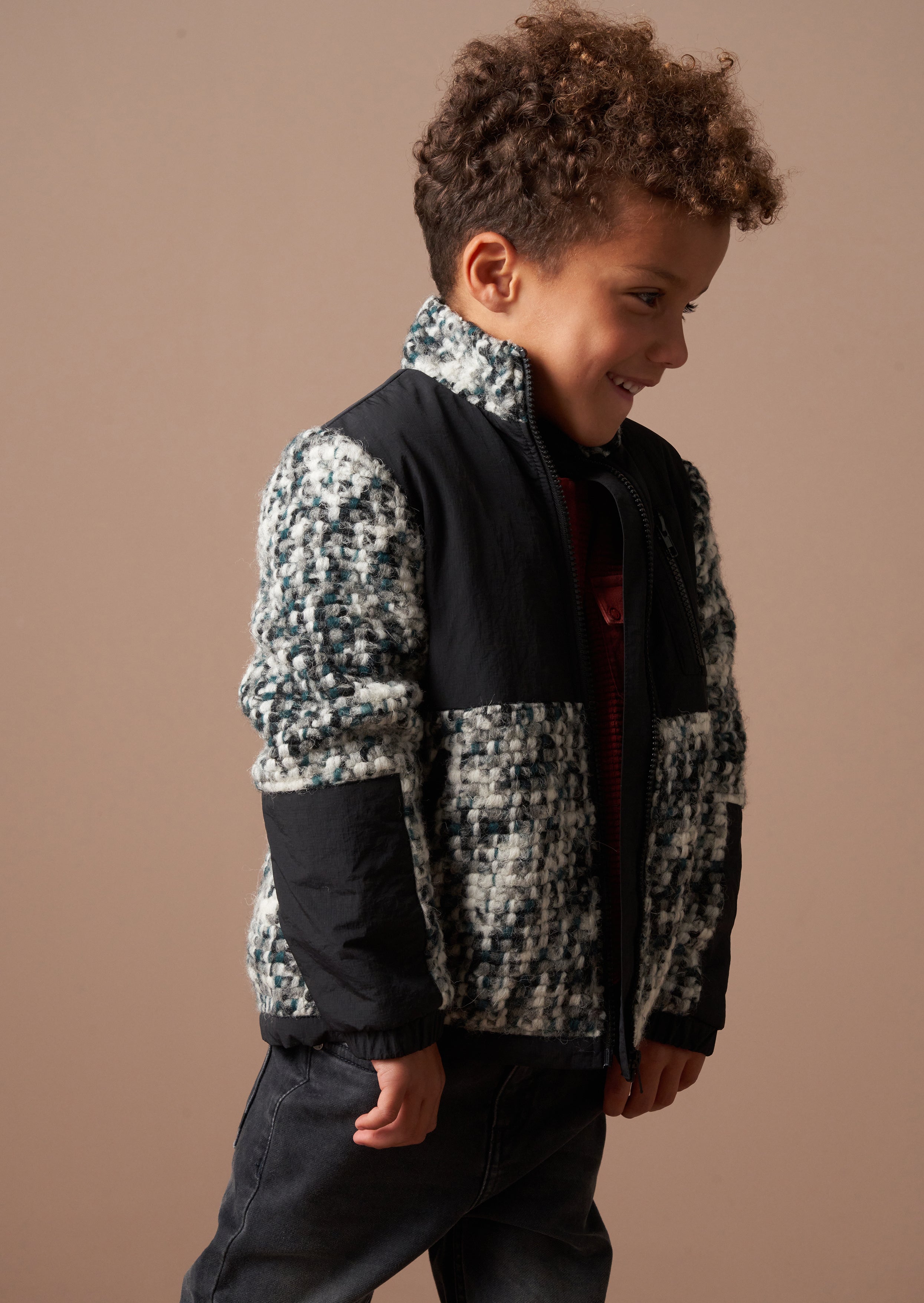 Michael Multi Bouclé Reißverschluss Durchgehende Jacke
