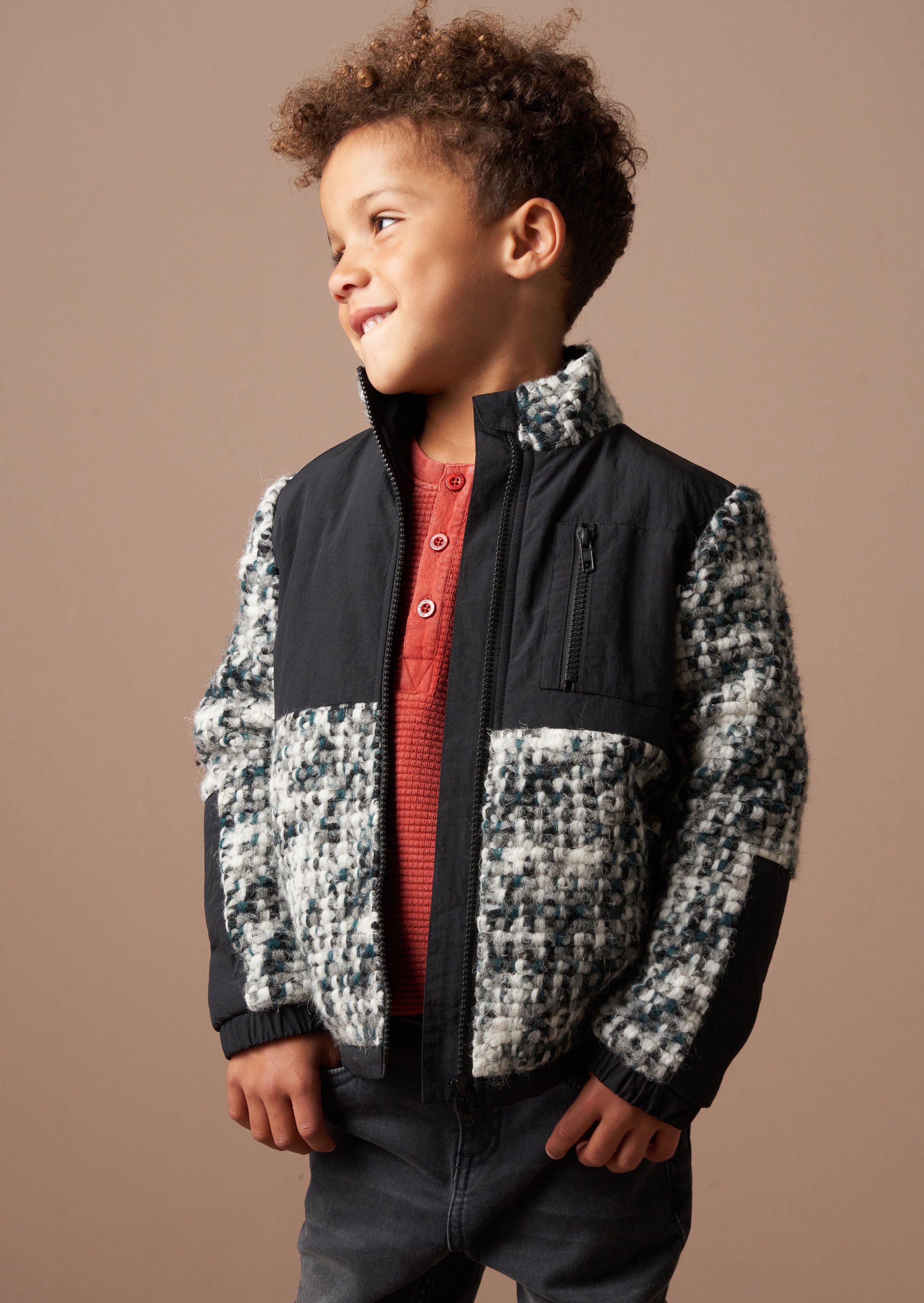 Michael Multi Bouclé Reißverschluss Durchgehende Jacke