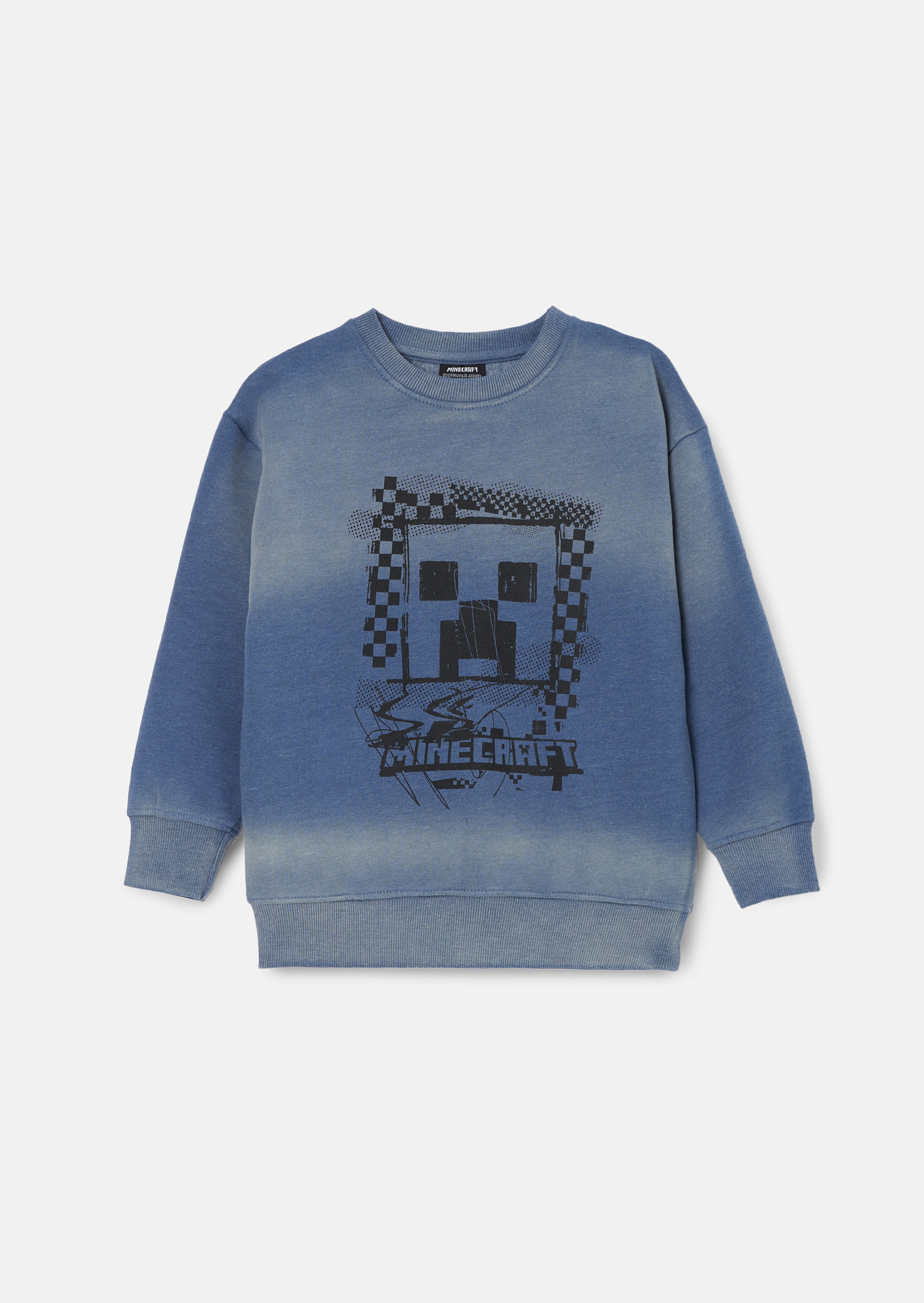Minecraft Blau Gewaschener Grafik-Sweatshirt