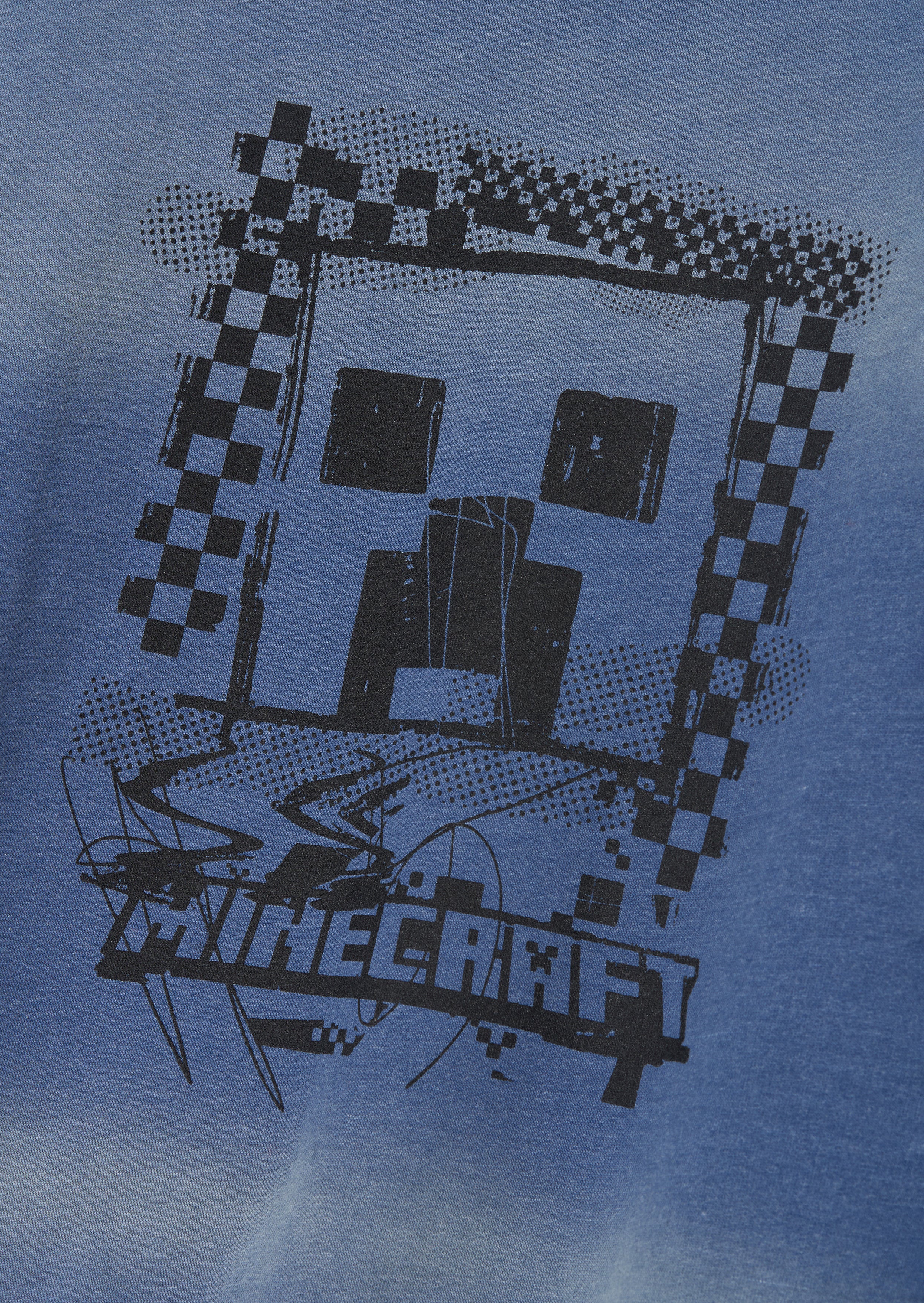 Minecraft Blau Gewaschener Grafik-Sweatshirt