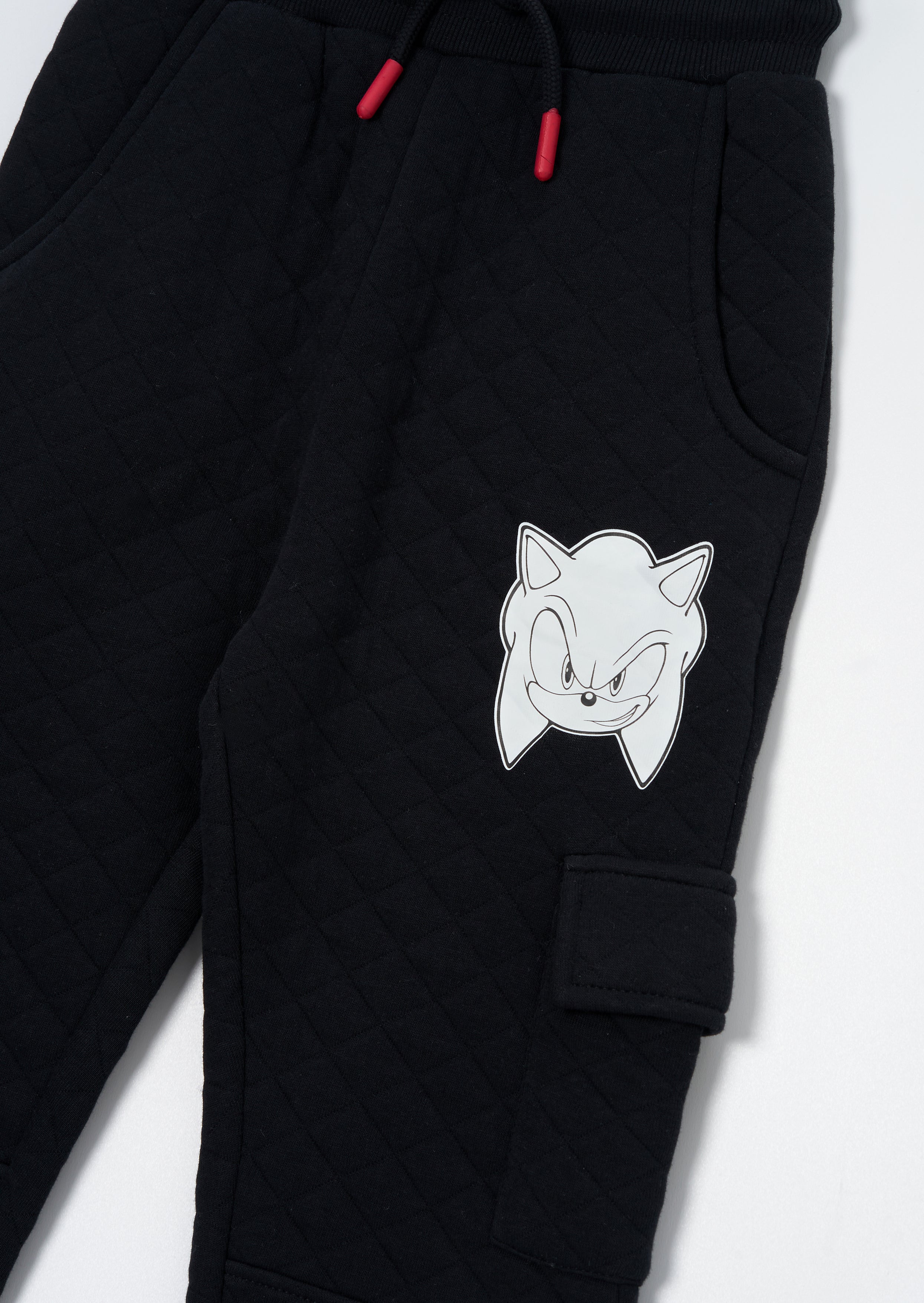 Sonic czarne teksturowane joggery cargo