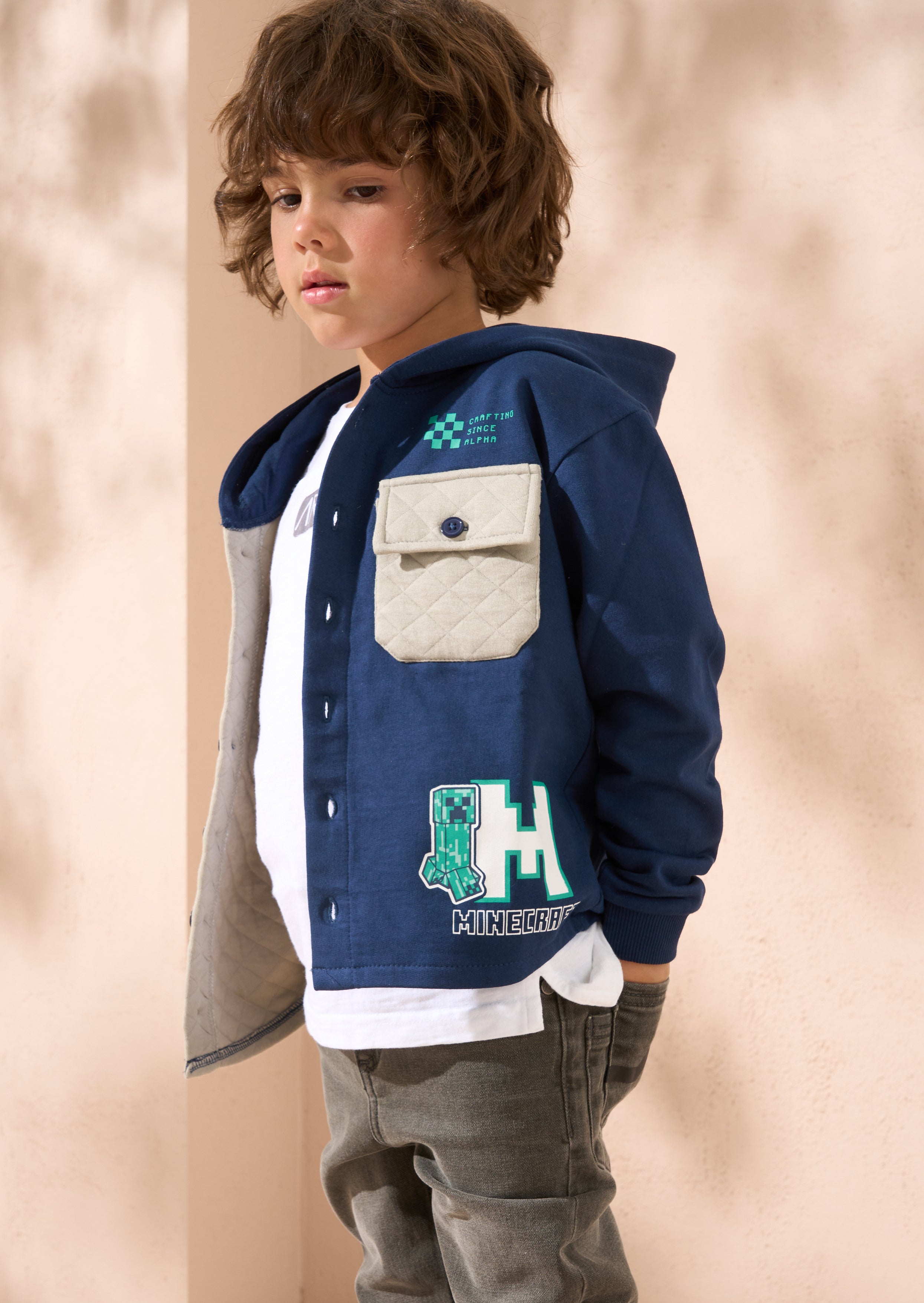 Surchemise matelassée à carreaux marine Minecraft