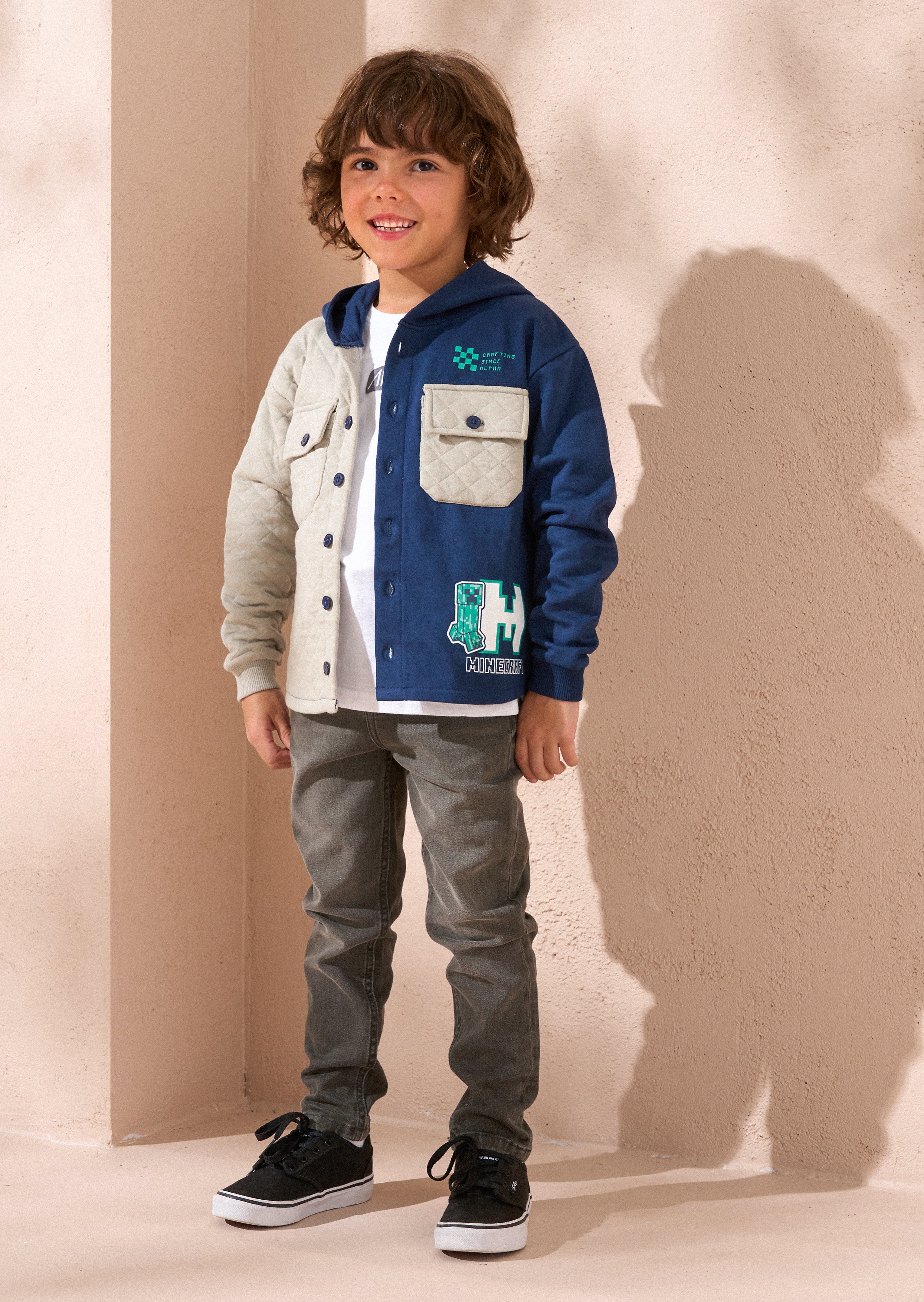 Surchemise matelassée à carreaux marine Minecraft