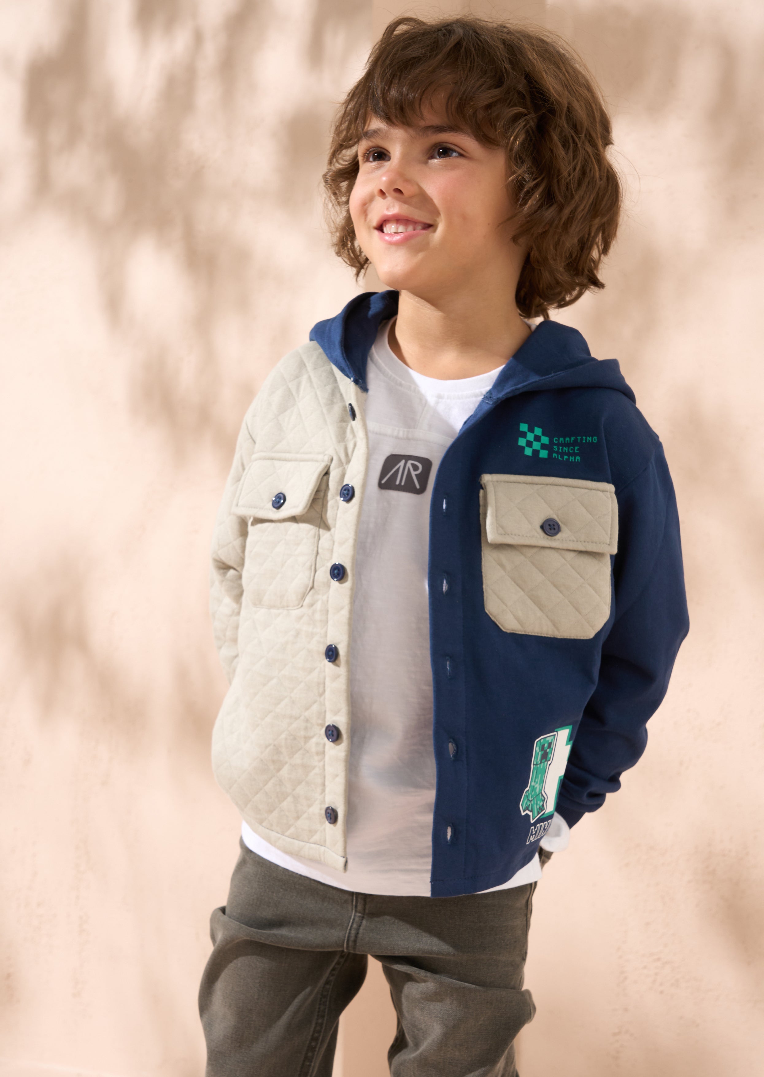 Surchemise matelassée à carreaux marine Minecraft