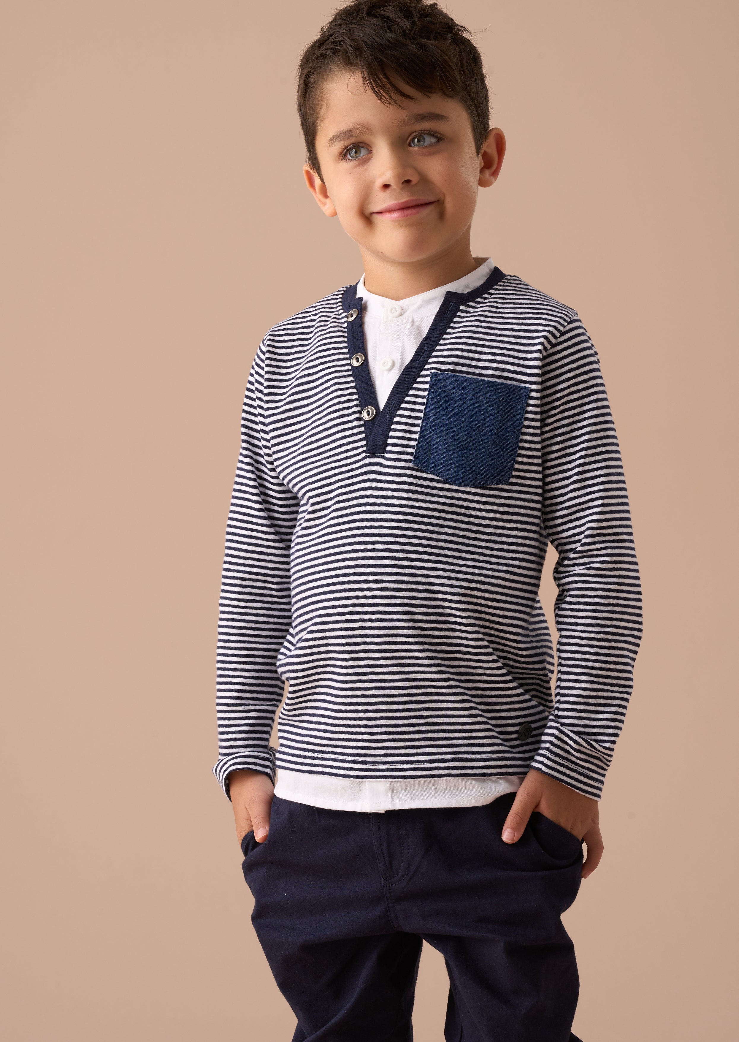 Tao Blue Smart Henley Mock Hemd