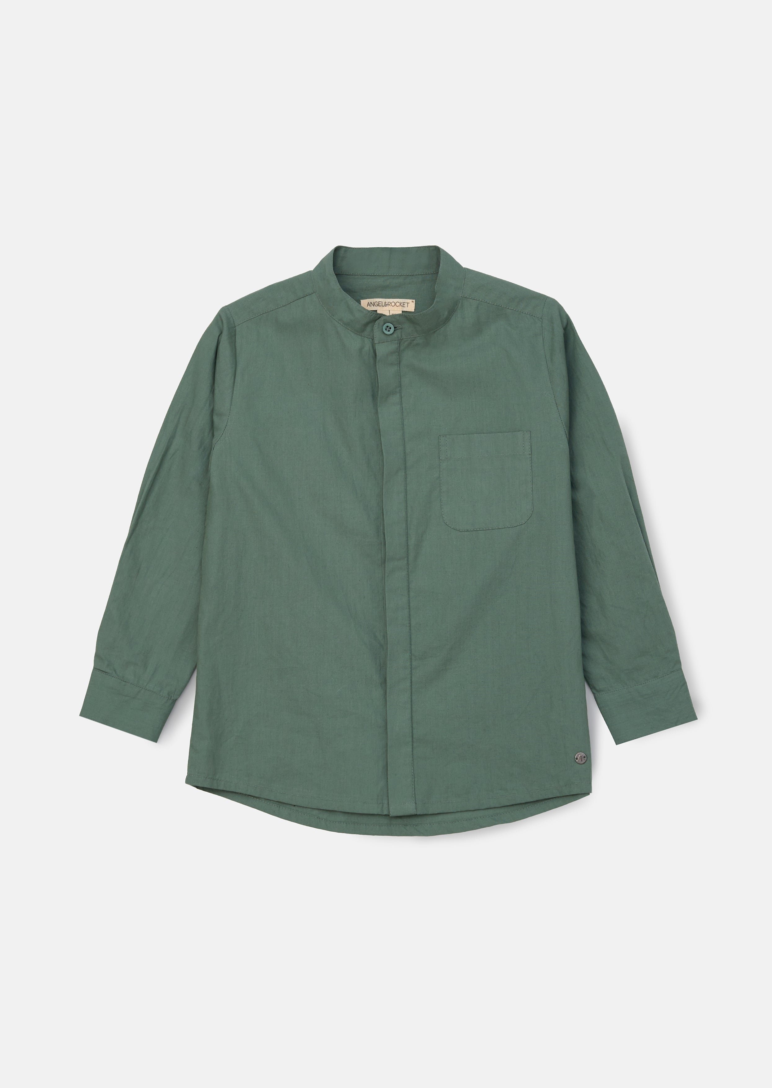 Chemise élégante Omar Green à col mandarin