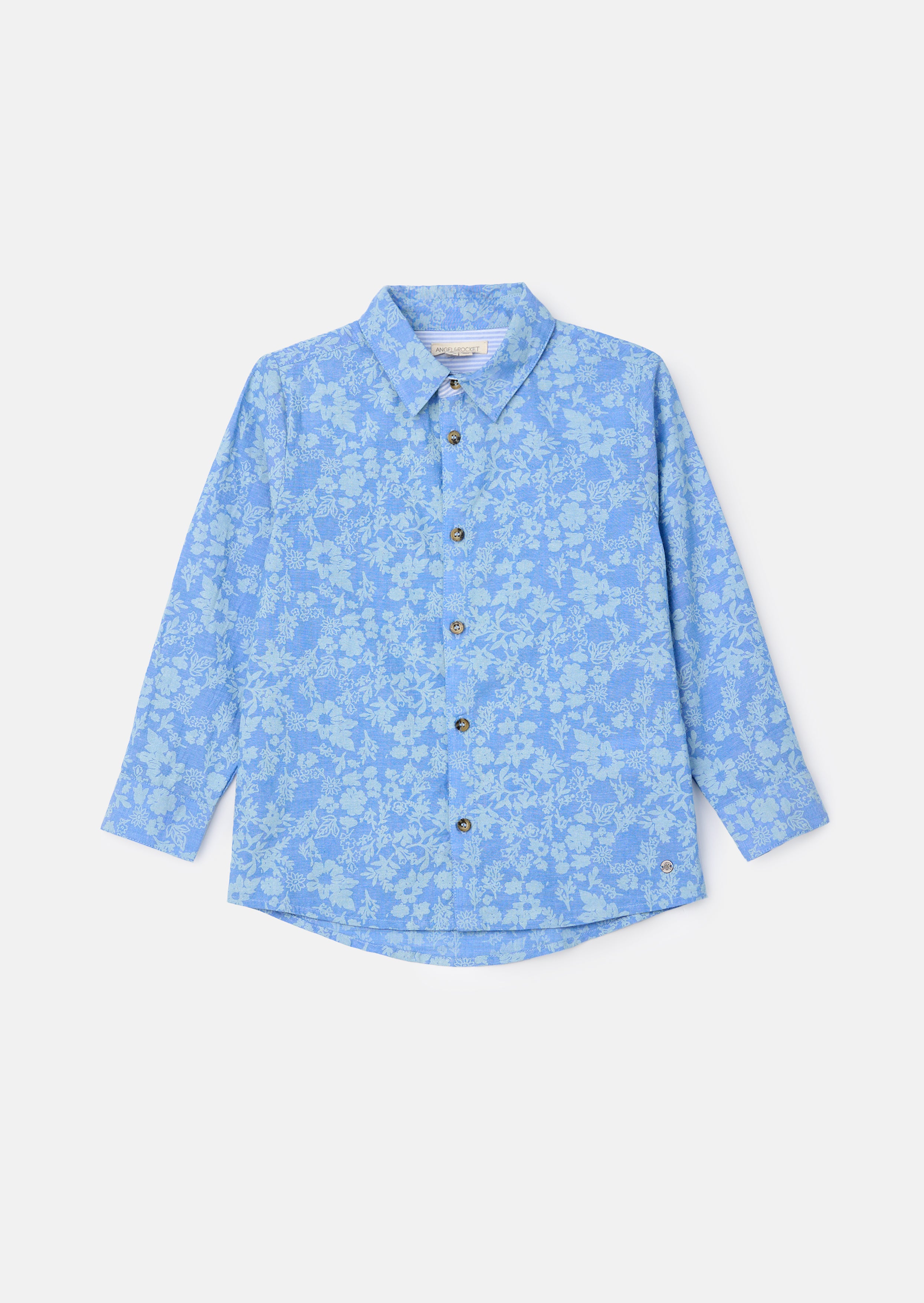 Faes Blau Chambray Blumenmuster Hemd