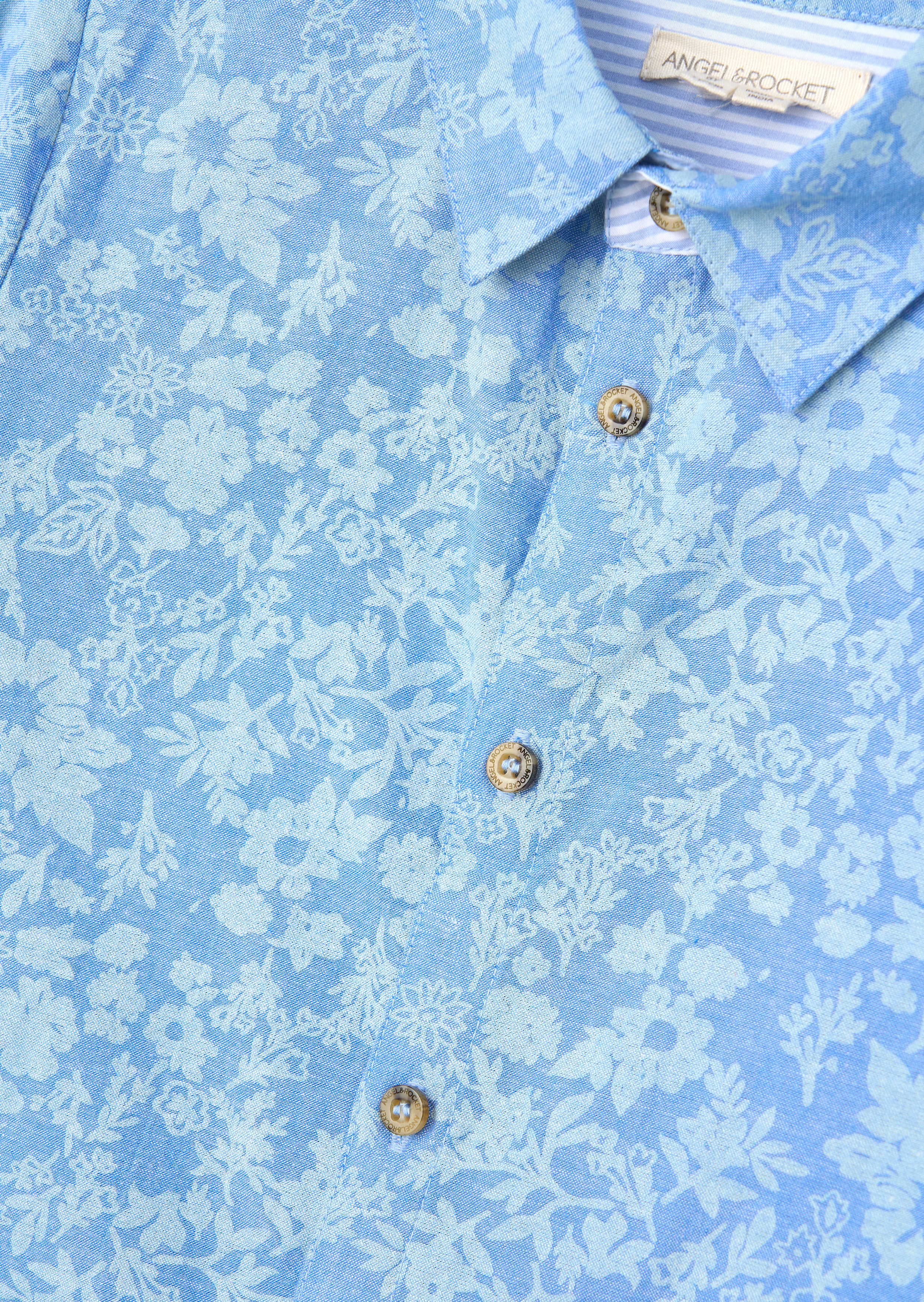 Faes Blau Chambray Blumenmuster Hemd