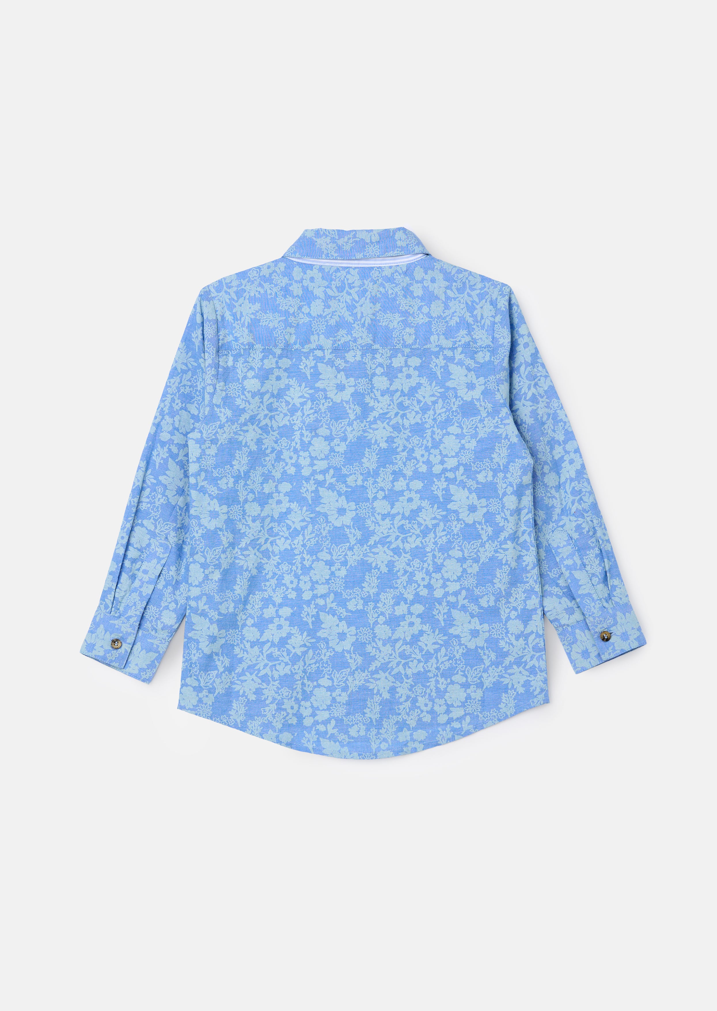 Faes Blau Chambray Blumenmuster Hemd