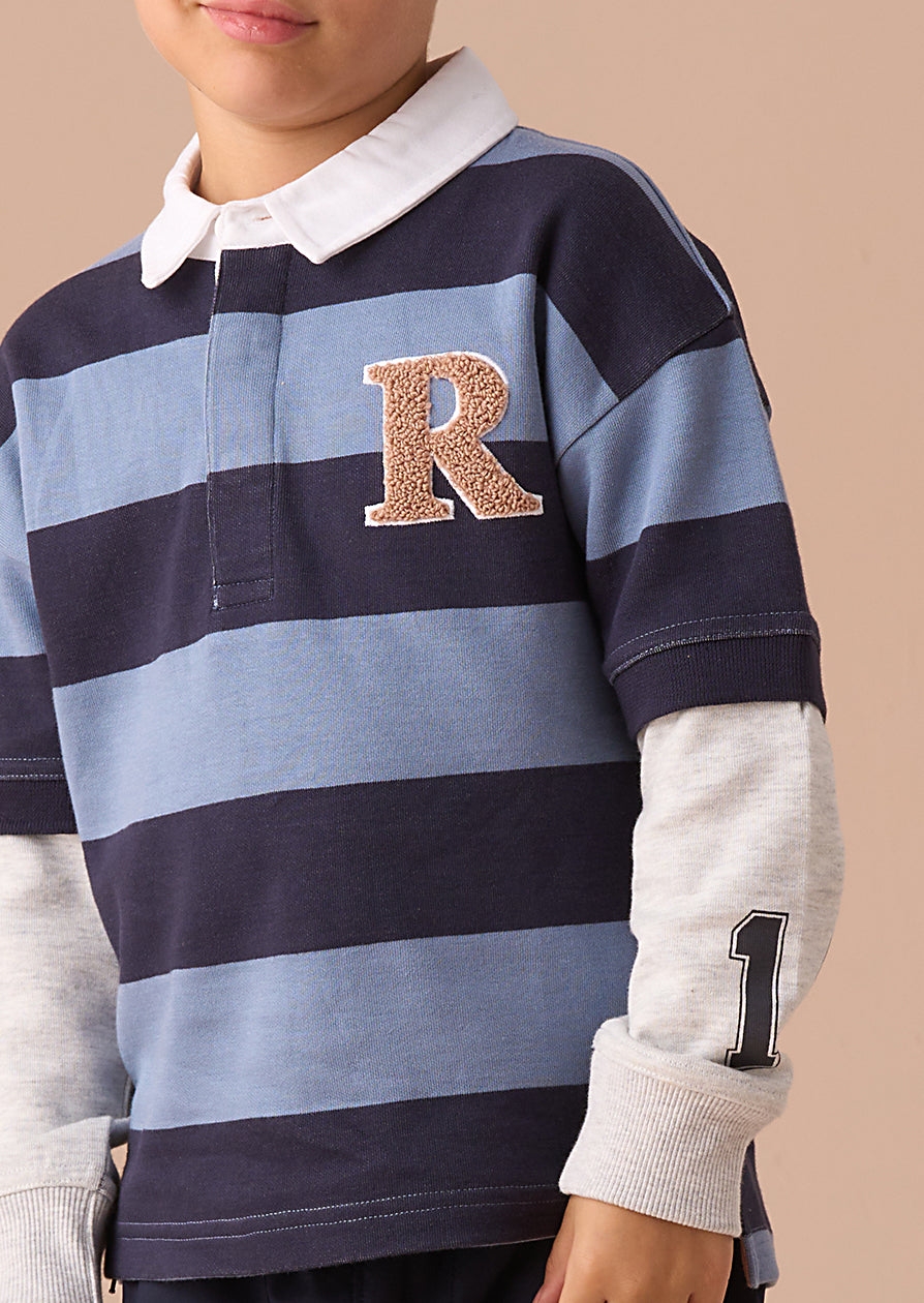 Zane Blue Marque Rayé Twofer Rugby