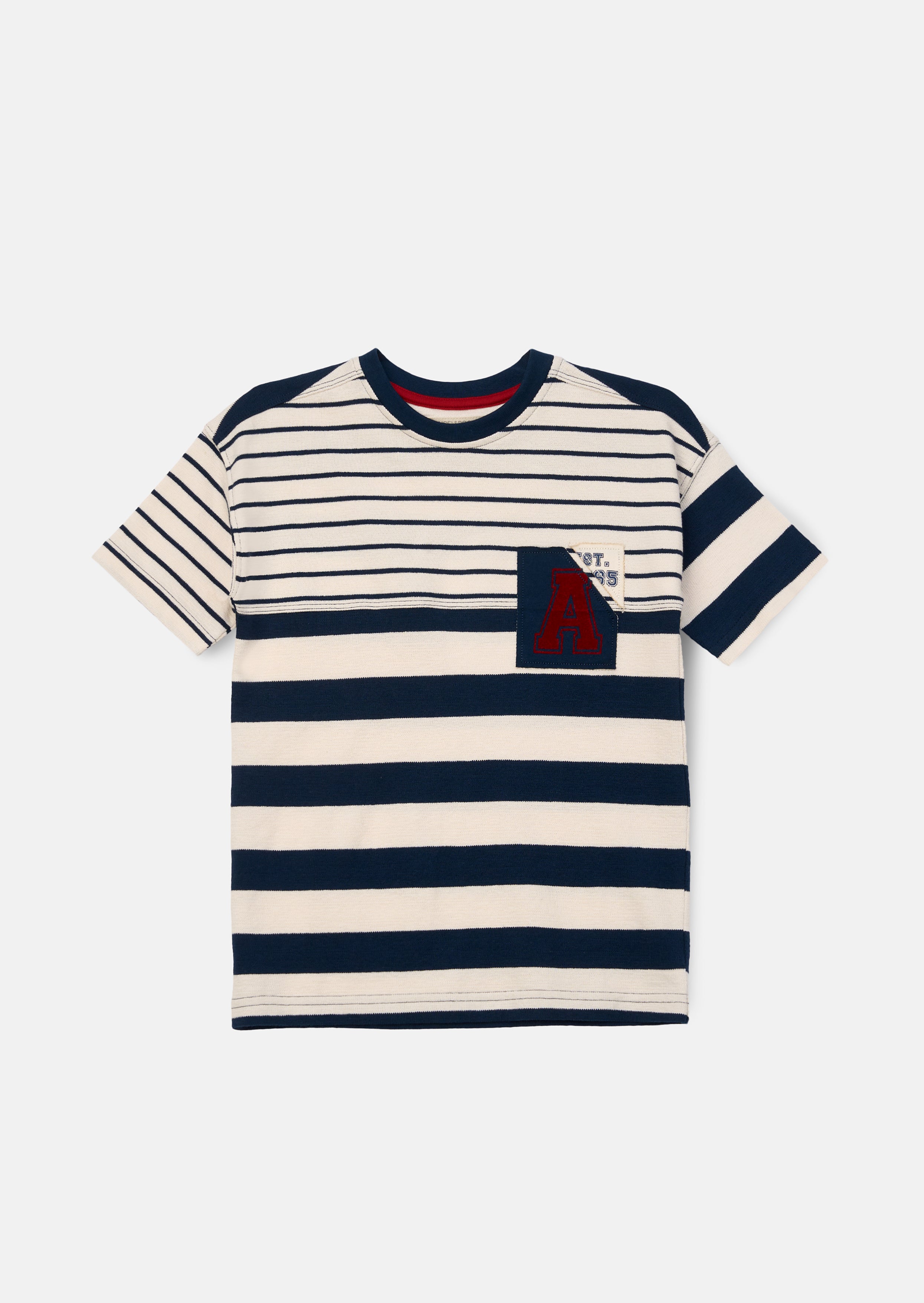 تي شيرت بلو ليو textured stripe block
