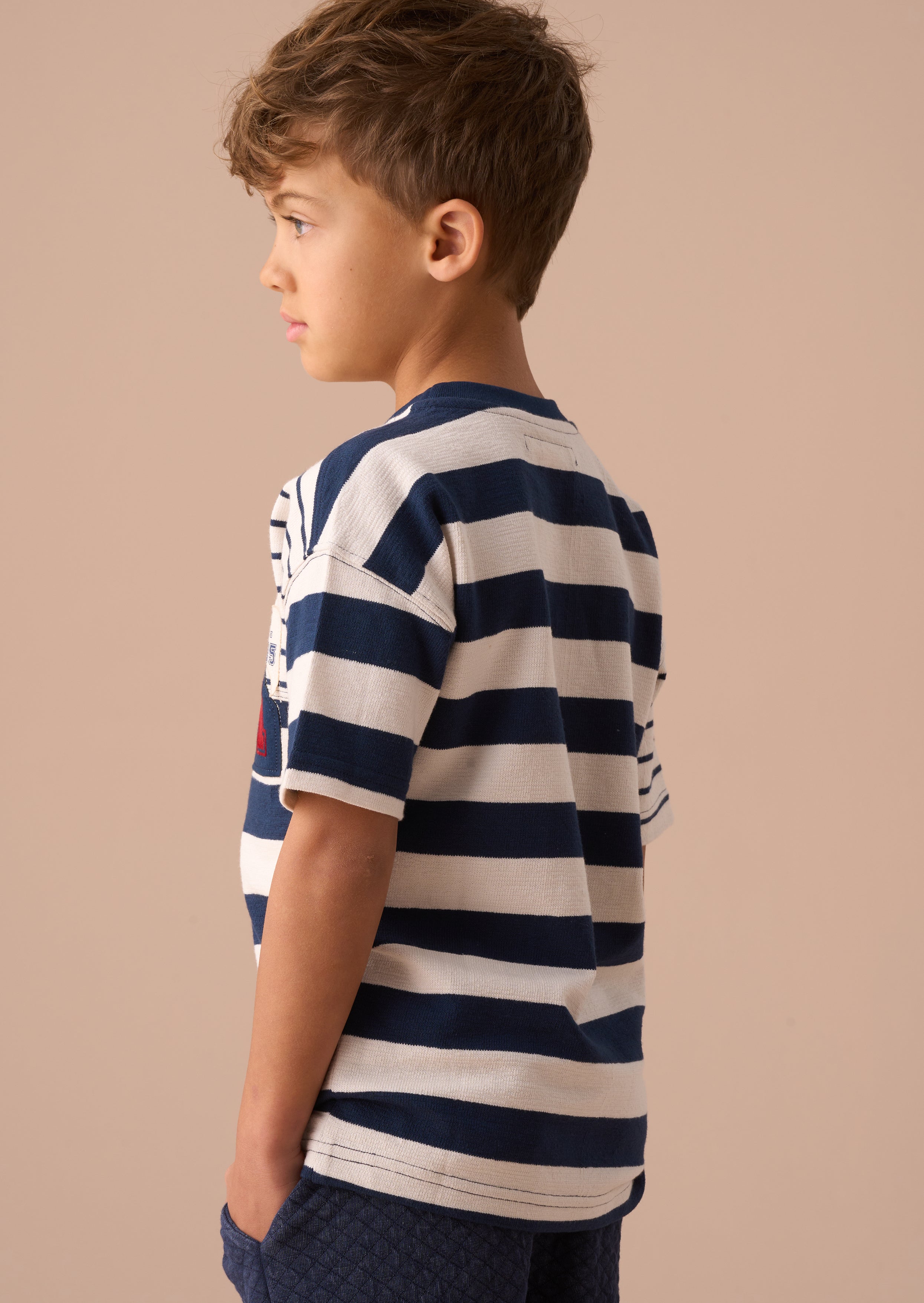 تي شيرت بلو ليو textured stripe block