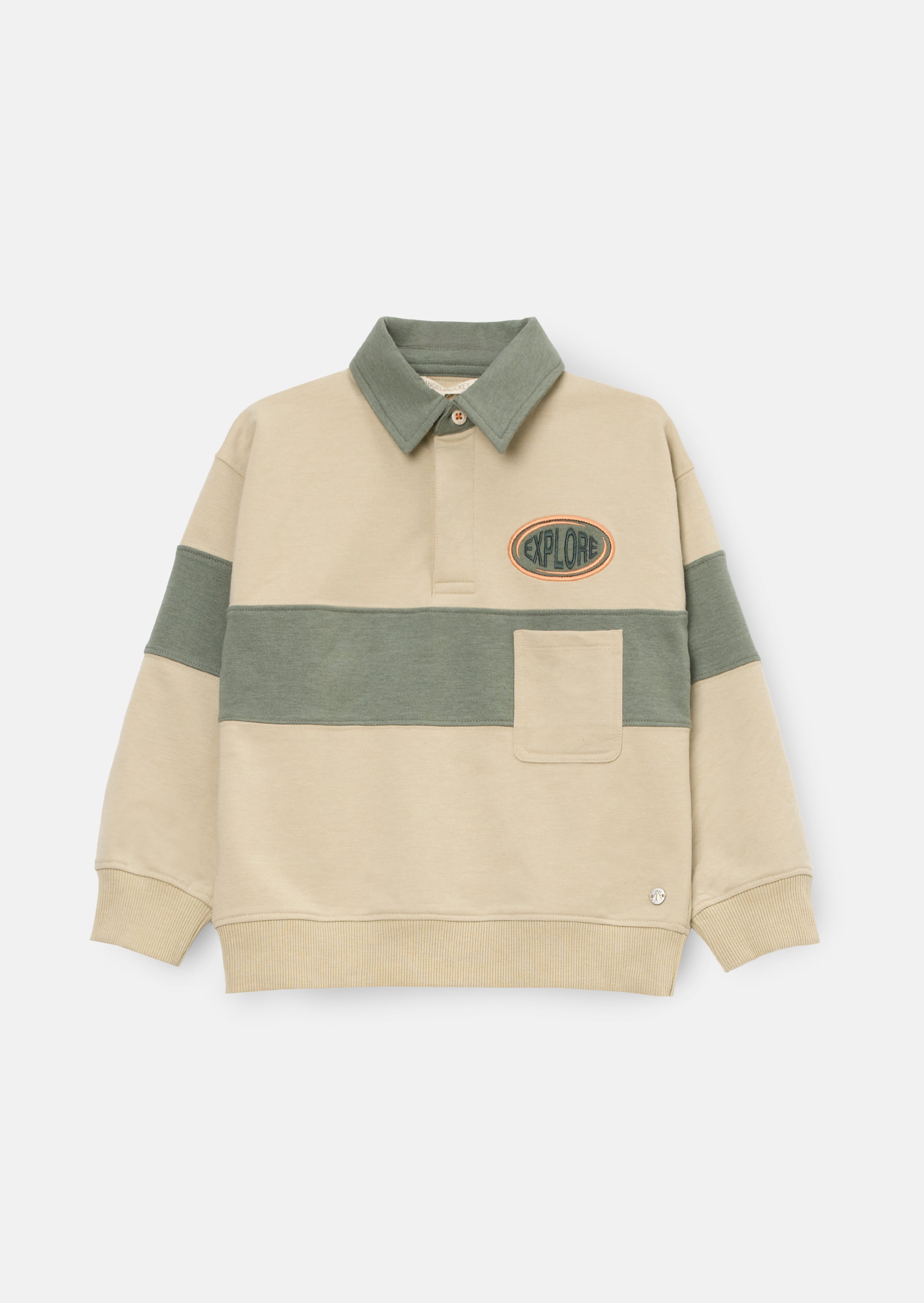 Sweat-shirt Issac à col bouton avec bloc de couleur