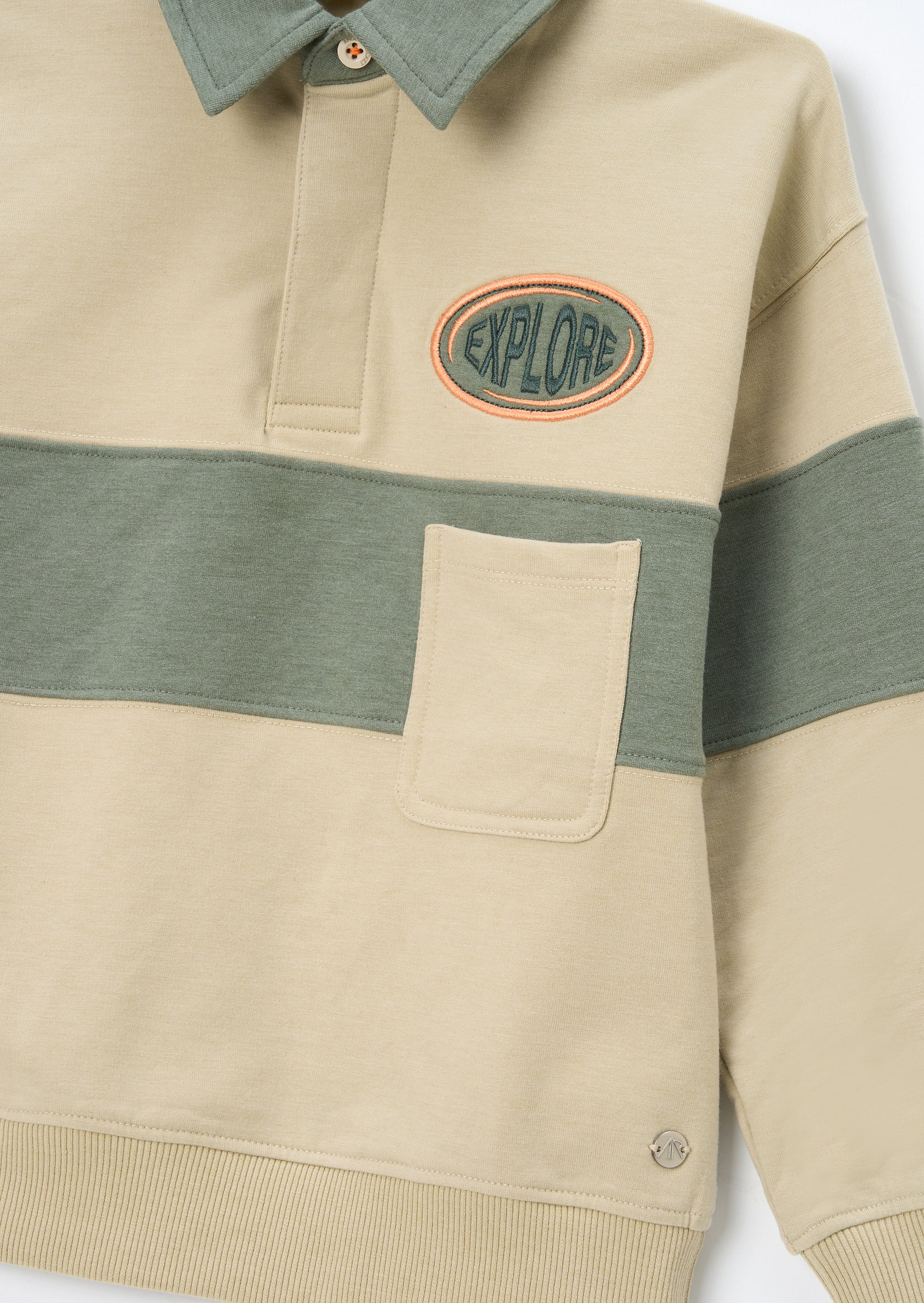 Sweat-shirt Issac à col bouton avec bloc de couleur