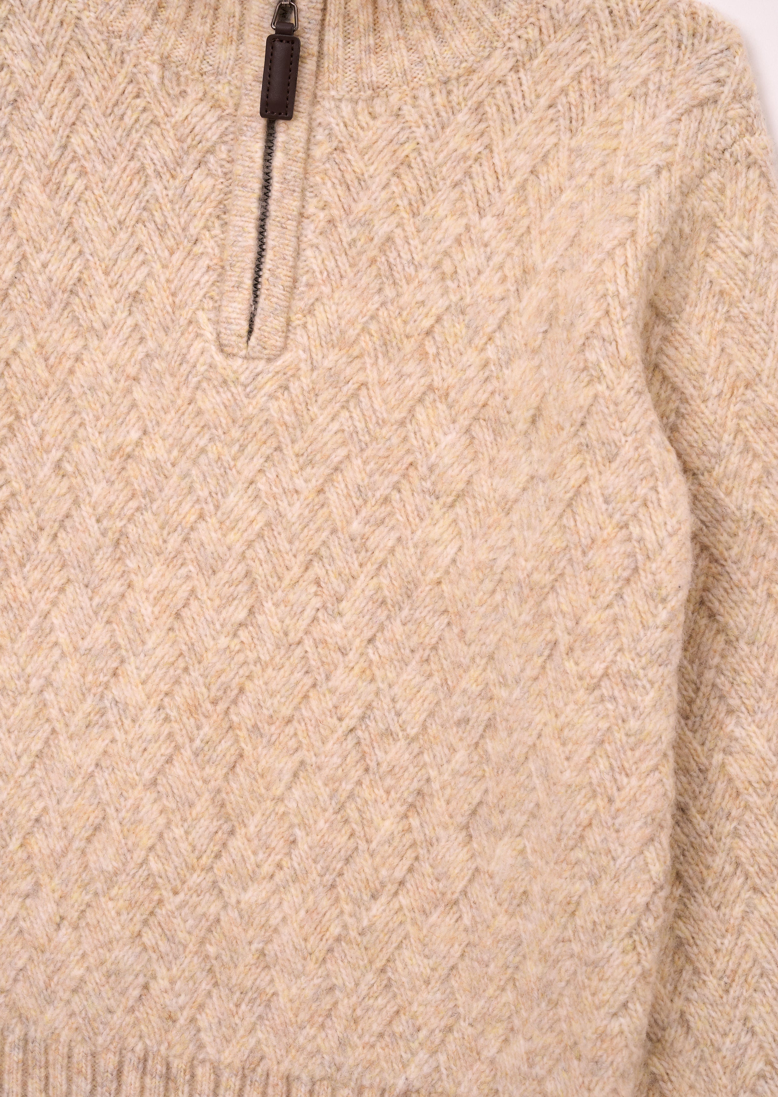 Pull à col zippé en maille torsadée Connor