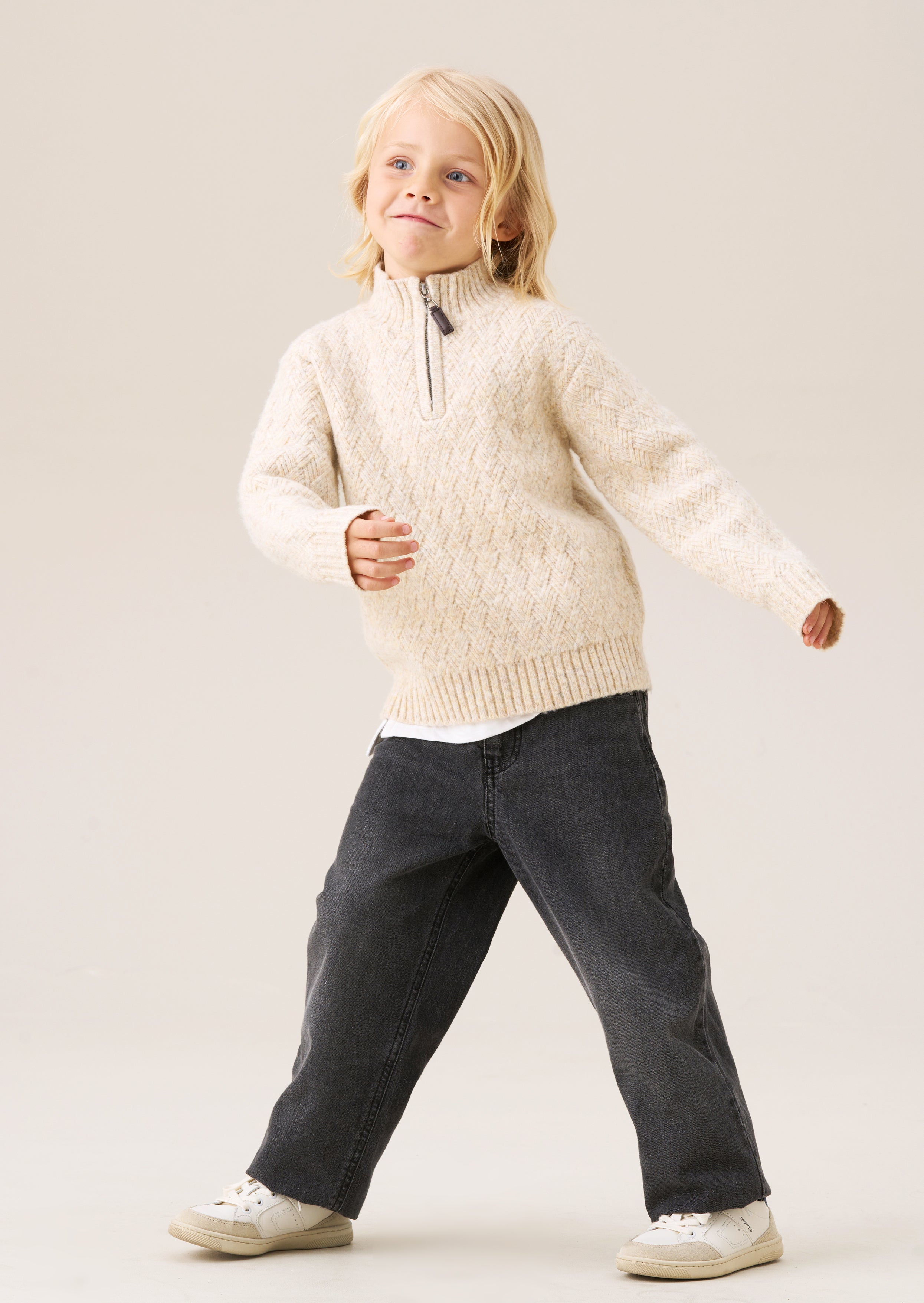 Pull à col zippé en maille torsadée Connor