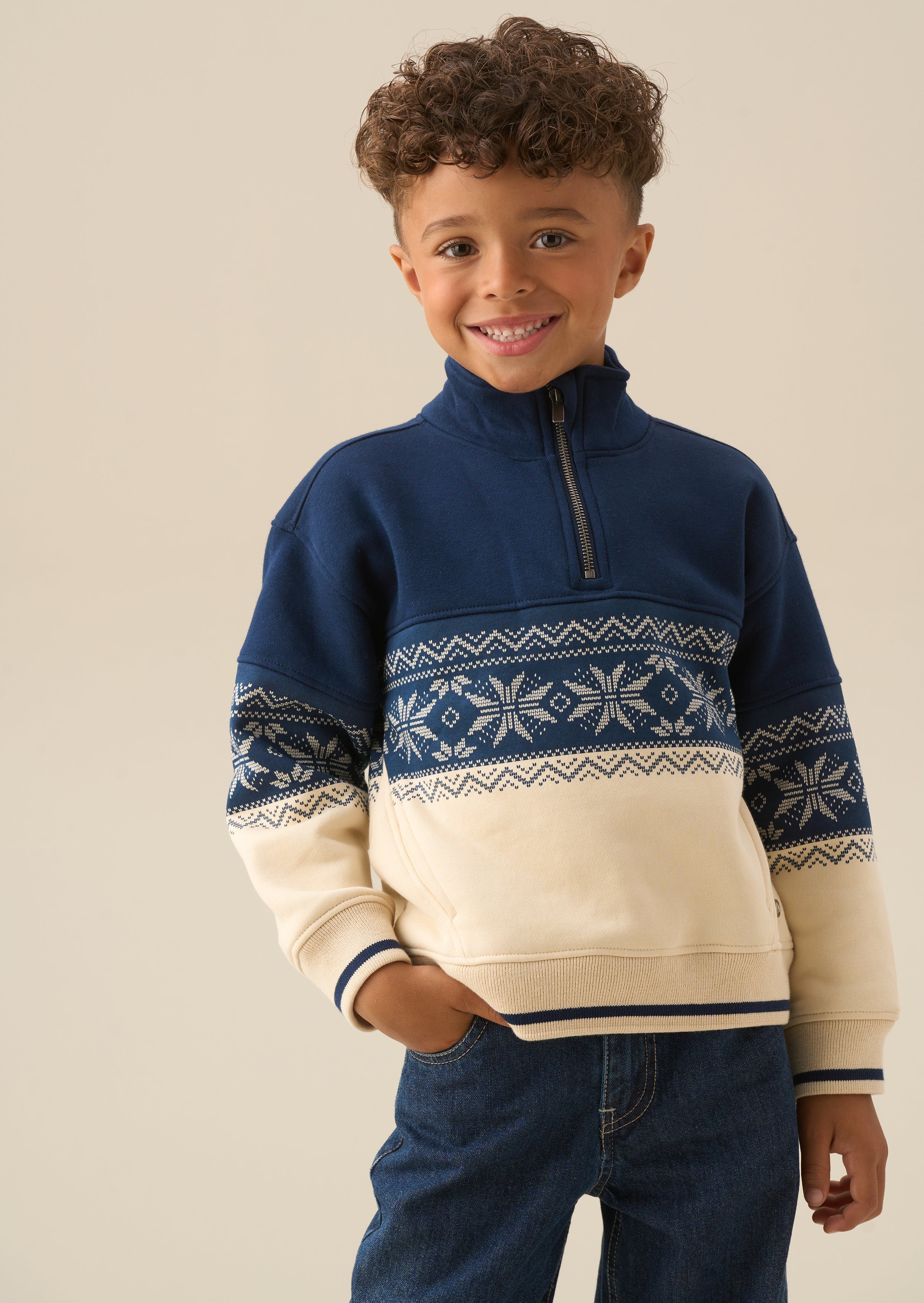 Ayden Zip Neck Fairisle Sweat