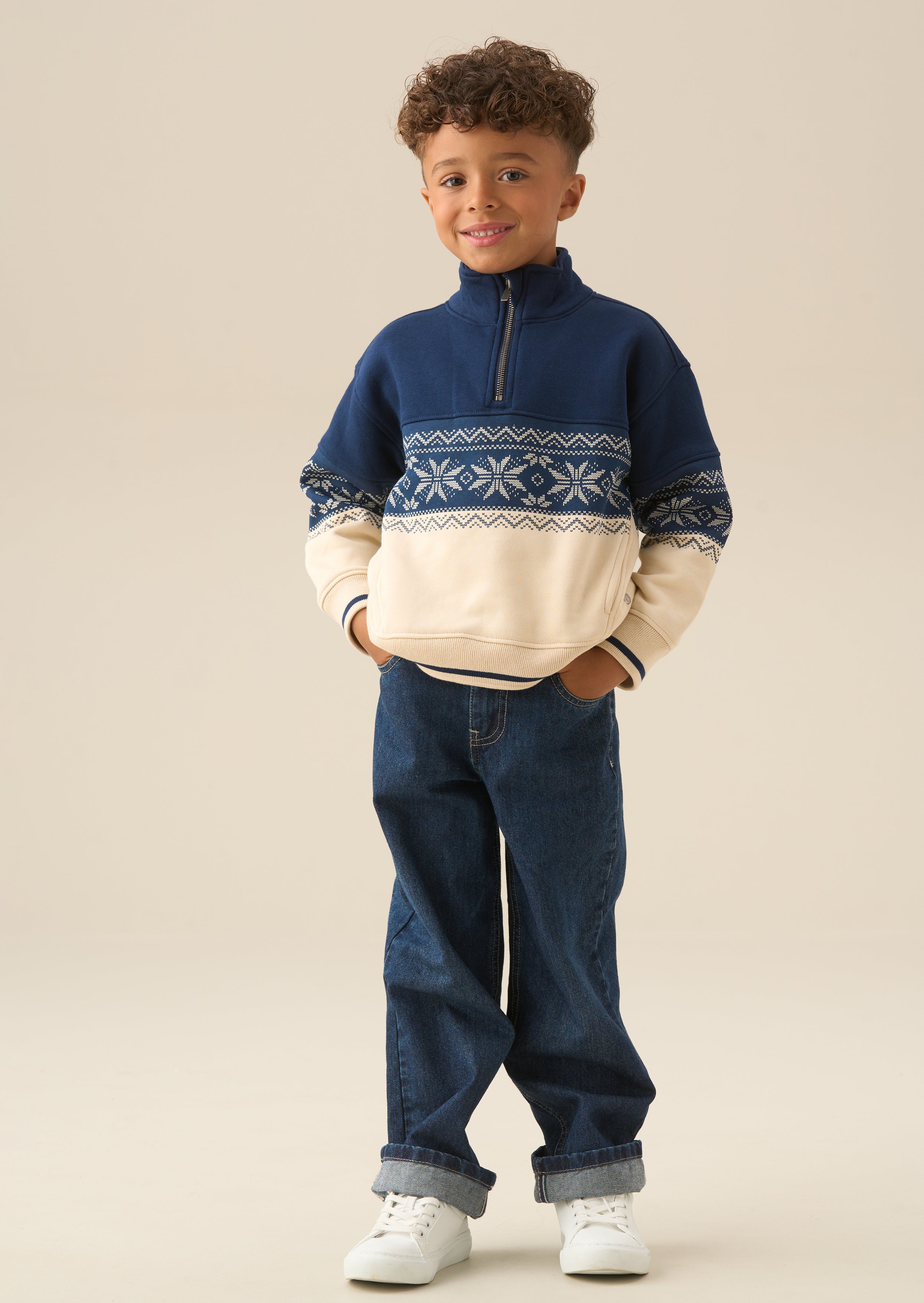 Ayden Zip Neck Fairisle Sweat