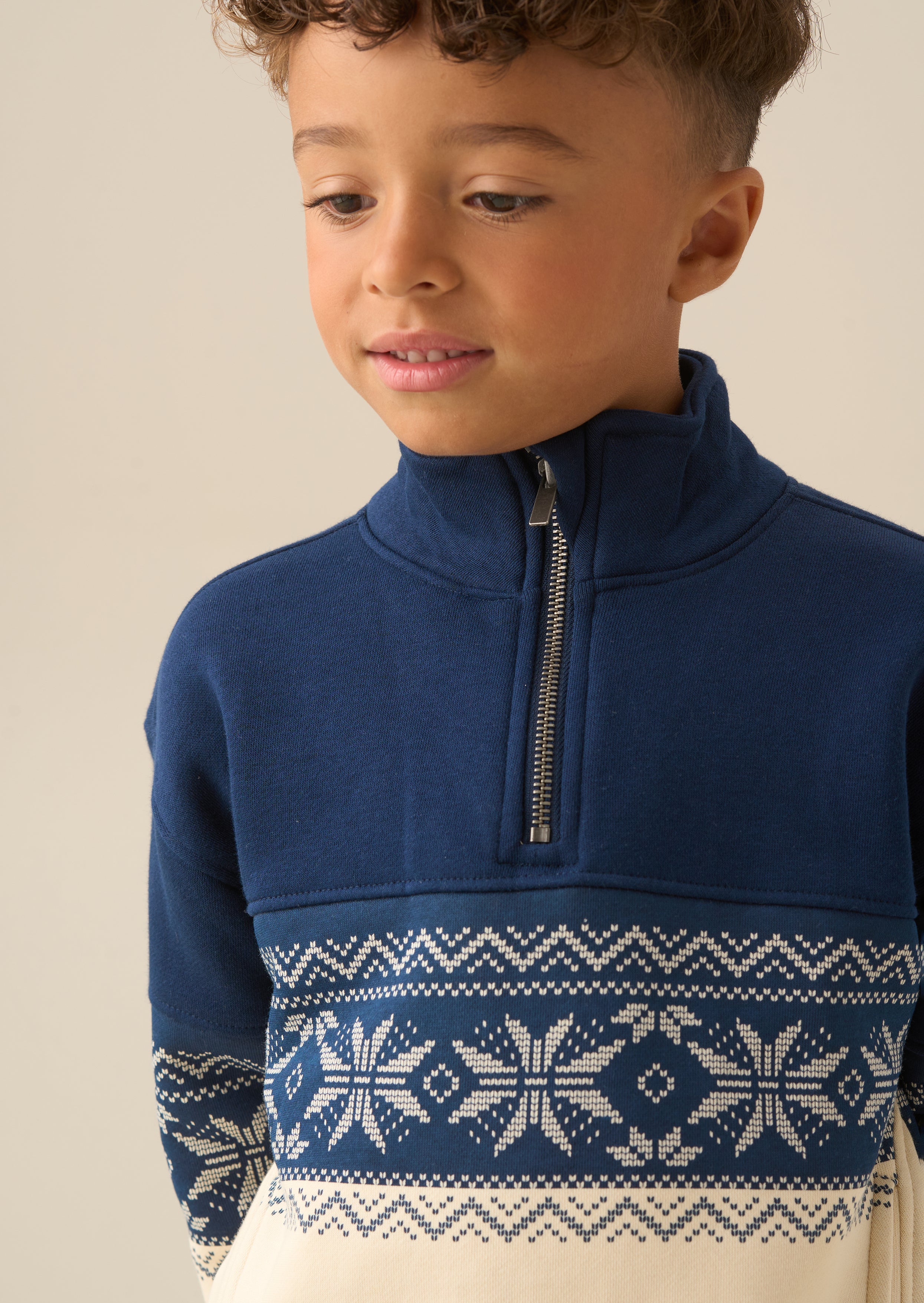 Bluza Ayden z zamkiem przy szyi i wzorem Fair Isle